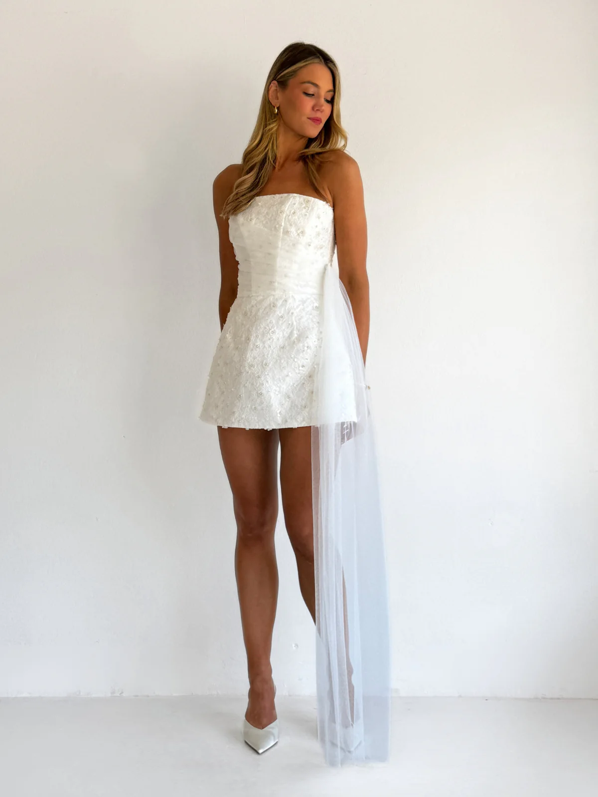 Arley Adeline Mini Dress in Ivory - Image 4