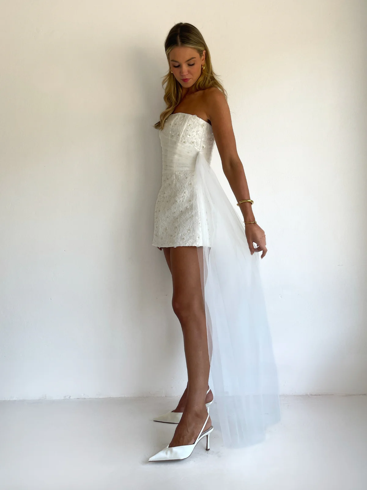 Arley Adeline Mini Dress in Ivory - Image 6