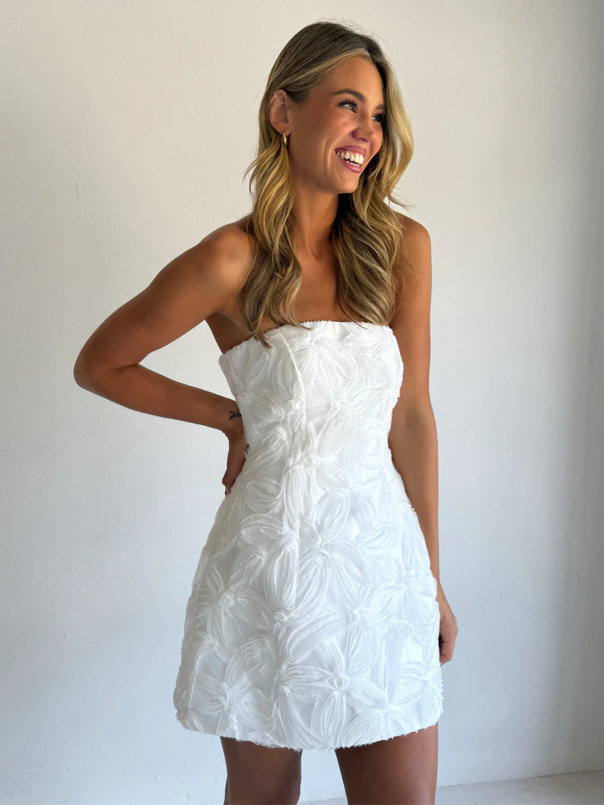 Arley Eva Mini Dress in Ivory - Image 7