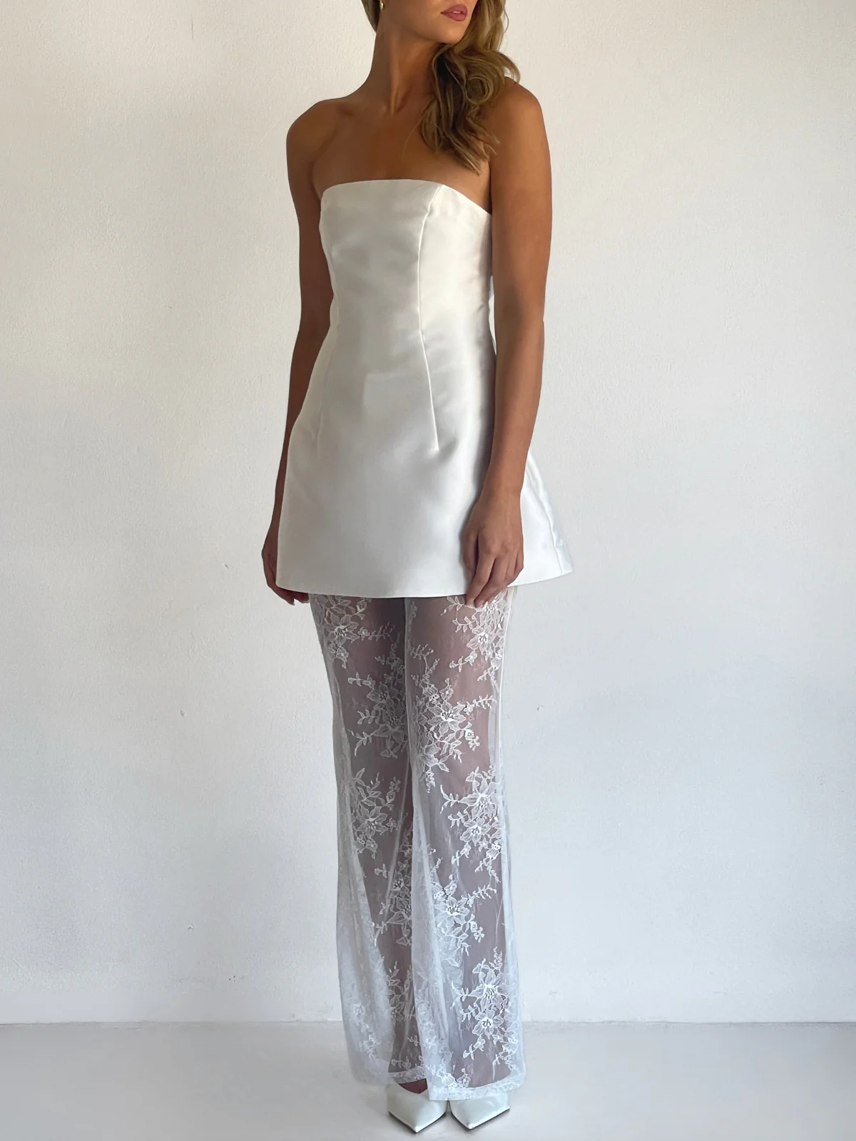 Arley Lola Lace Pant in Ivory - Image 10