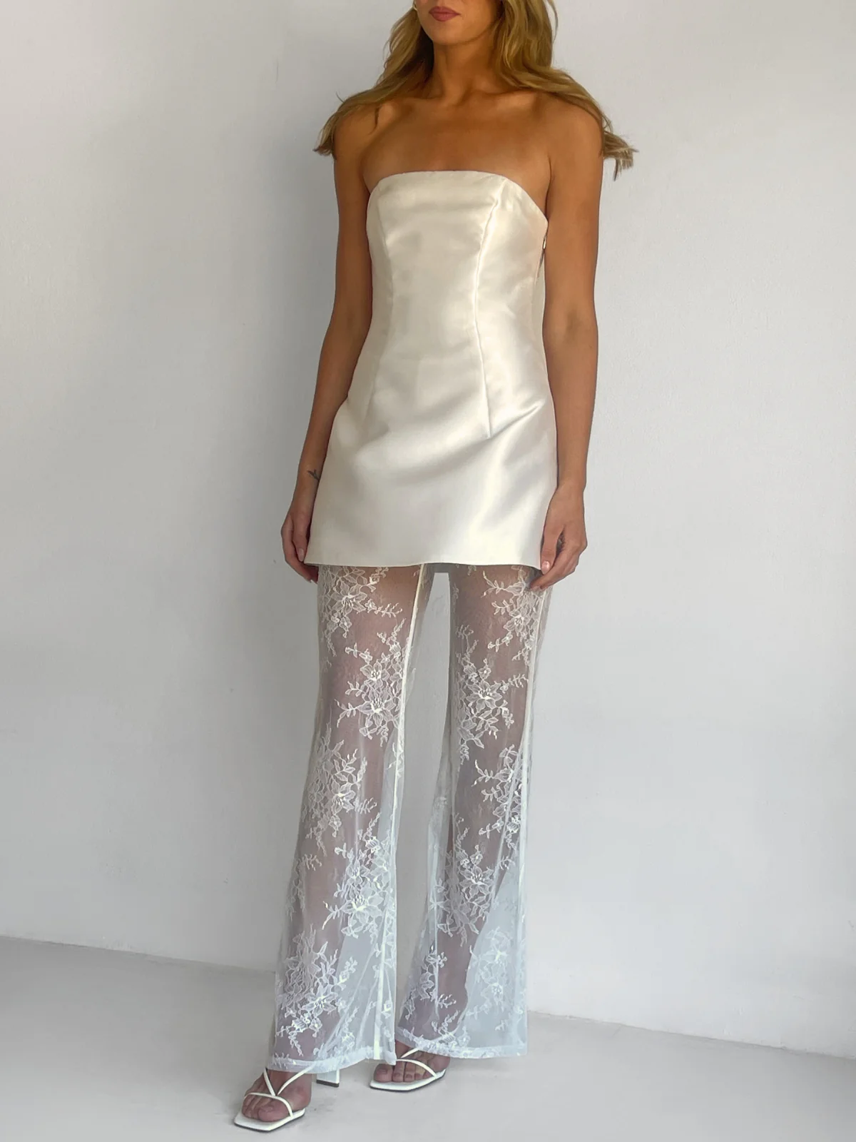 Arley Lola Lace Pant in Ivory - Image 3