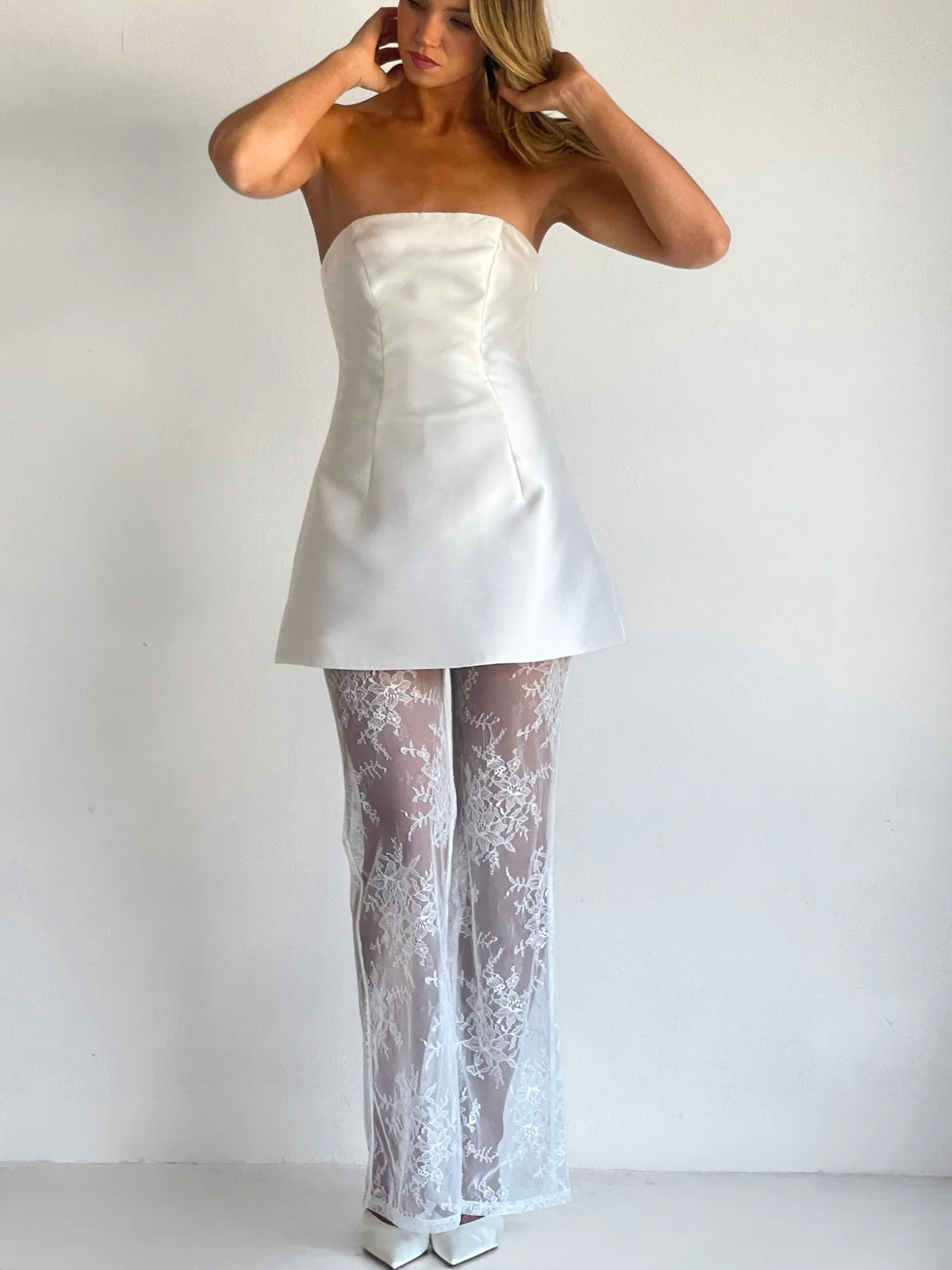 Arley Lola Lace Pant in Ivory - Image 7