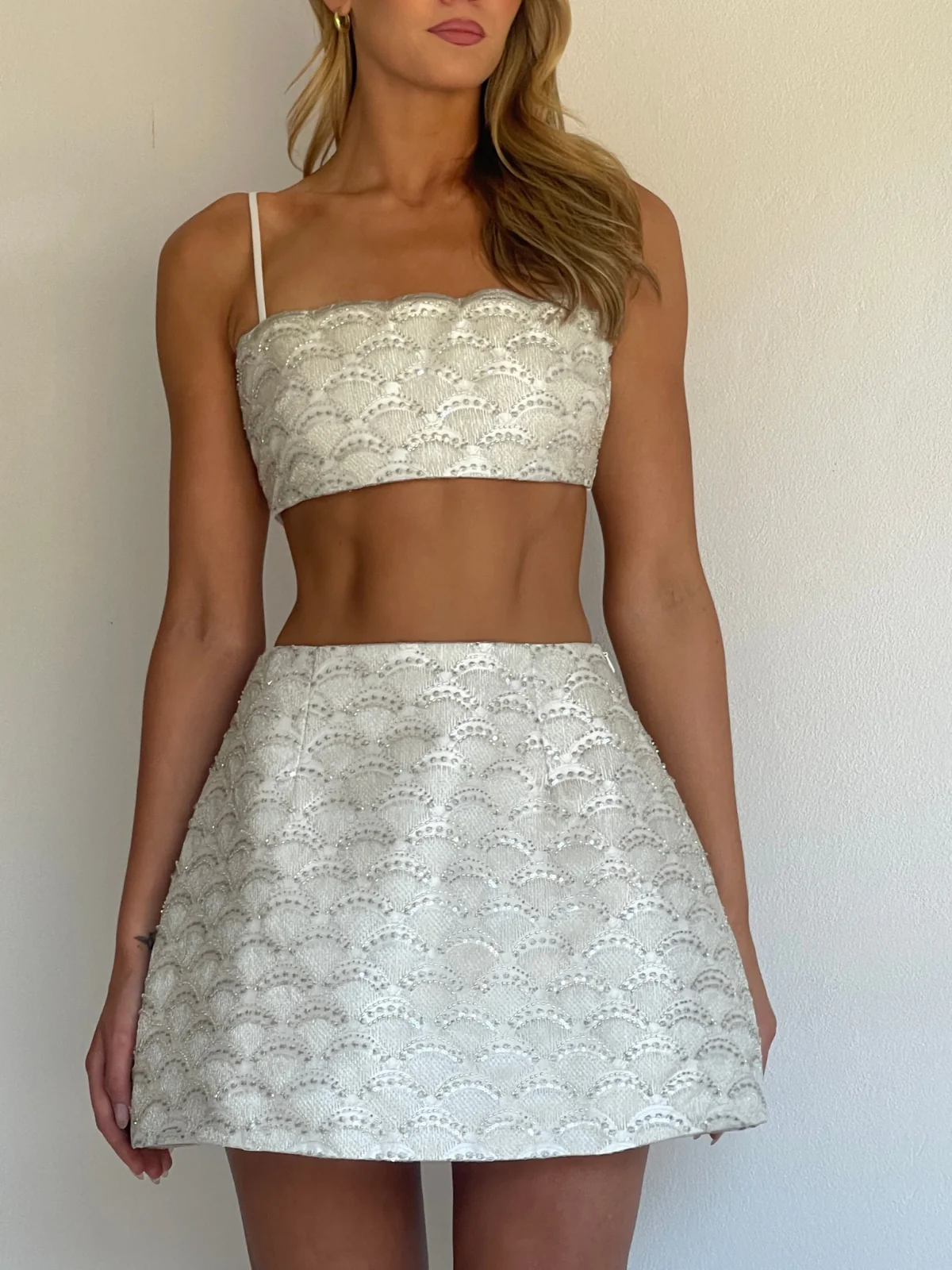 Arley Lola Mini Skirt in Metallic/Ivory