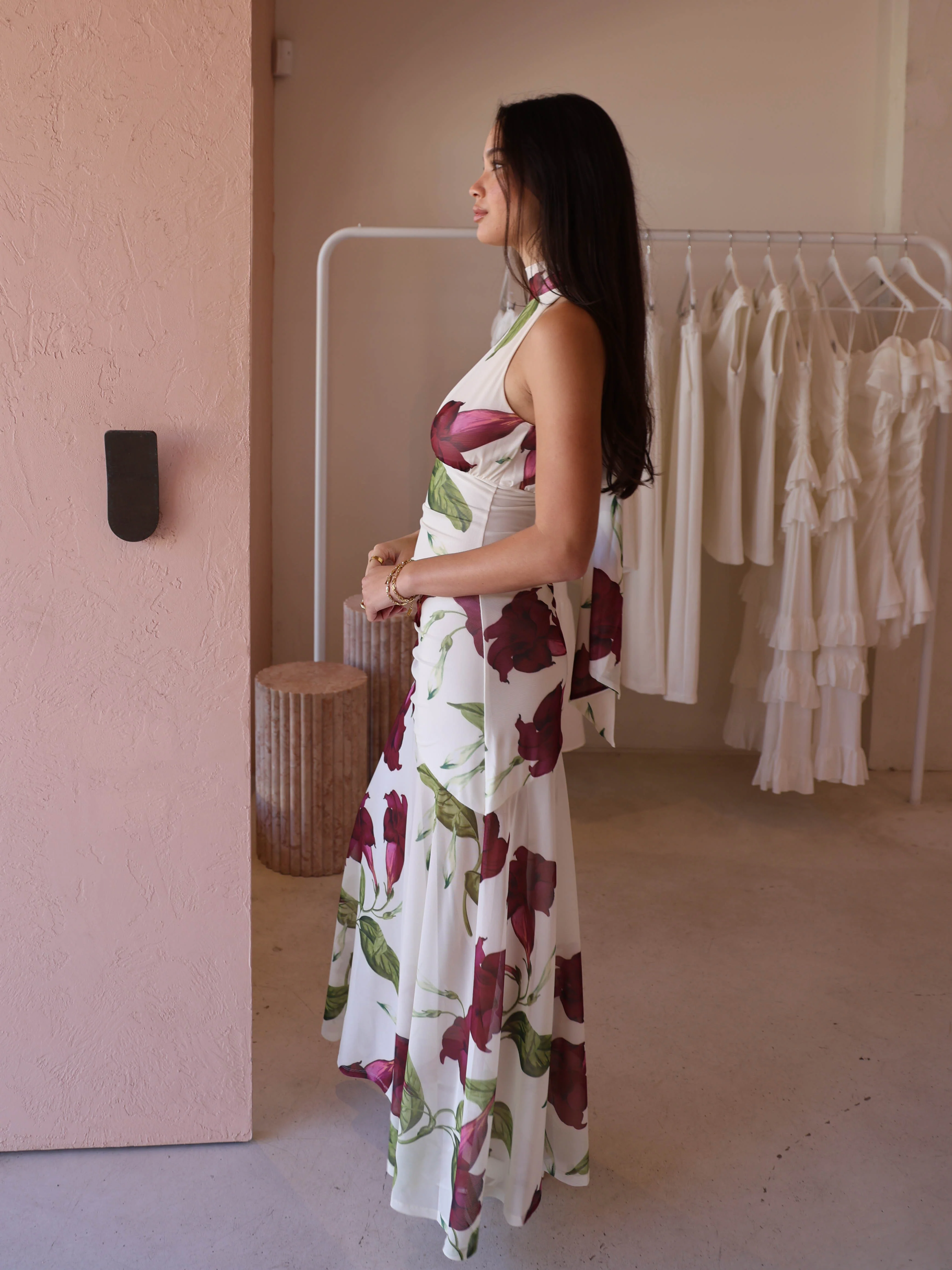 By Nicola Adele Maxi Dress in Bordeaux Floral - Image 10