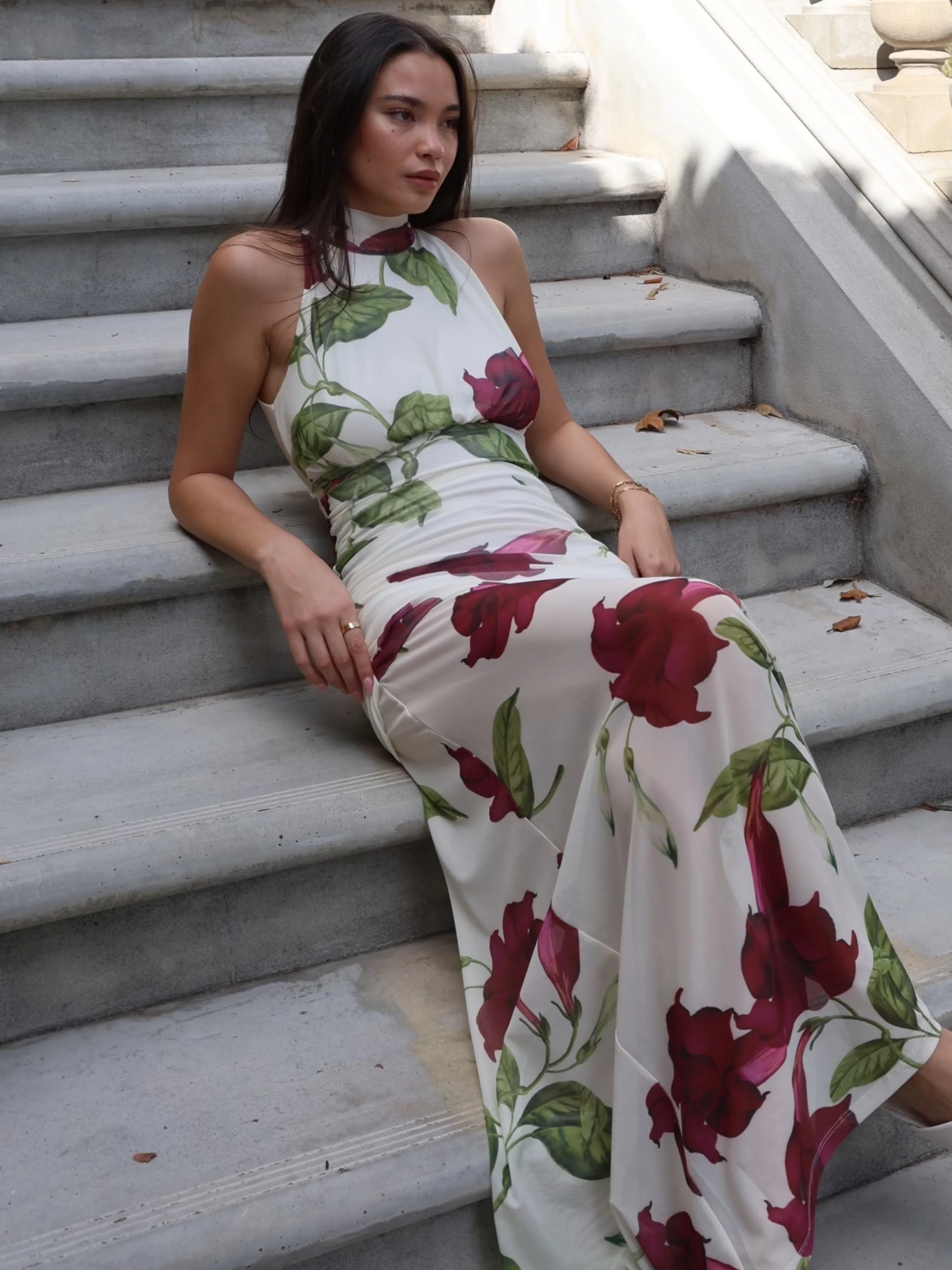 By Nicola Adele Maxi Dress in Bordeaux Floral - Image 3