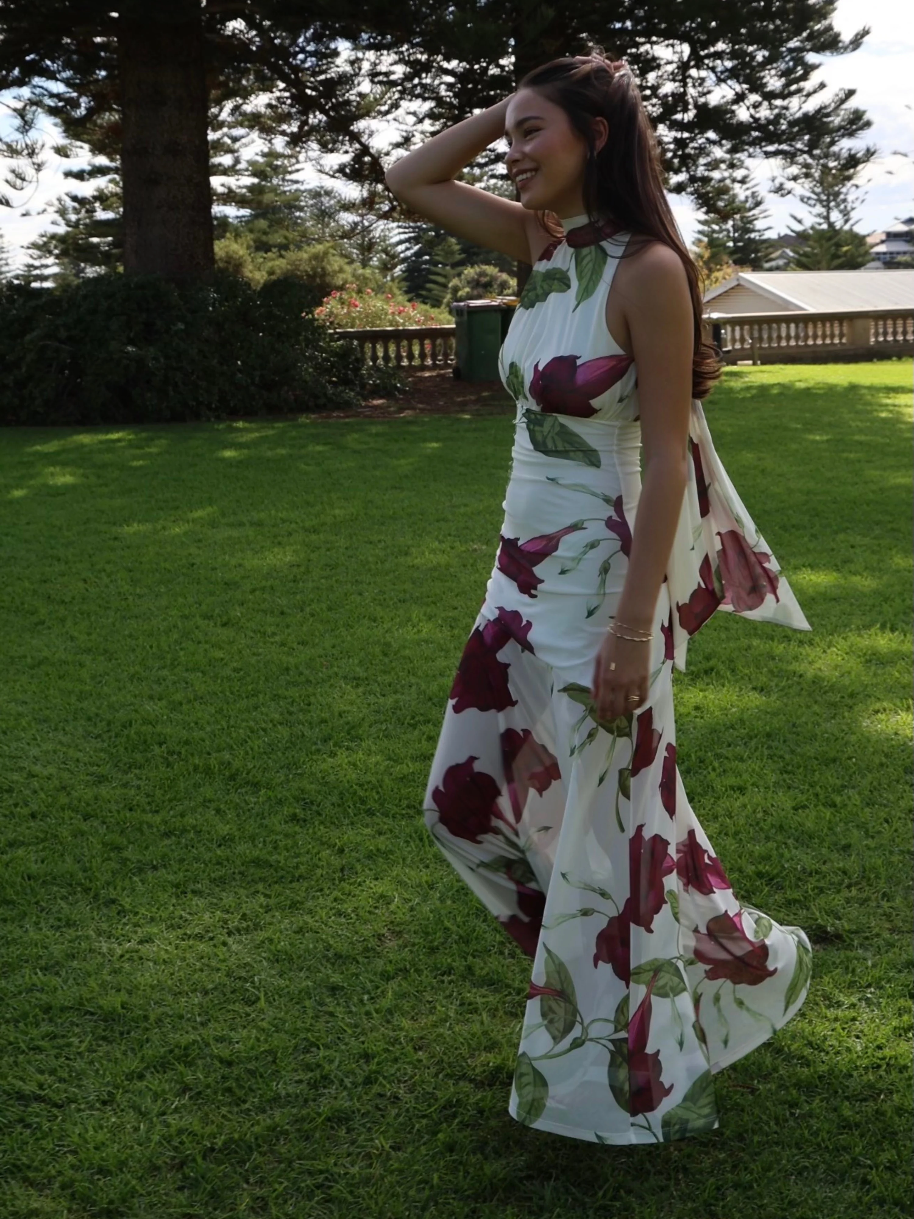 By Nicola Adele Maxi Dress in Bordeaux Floral - Image 4