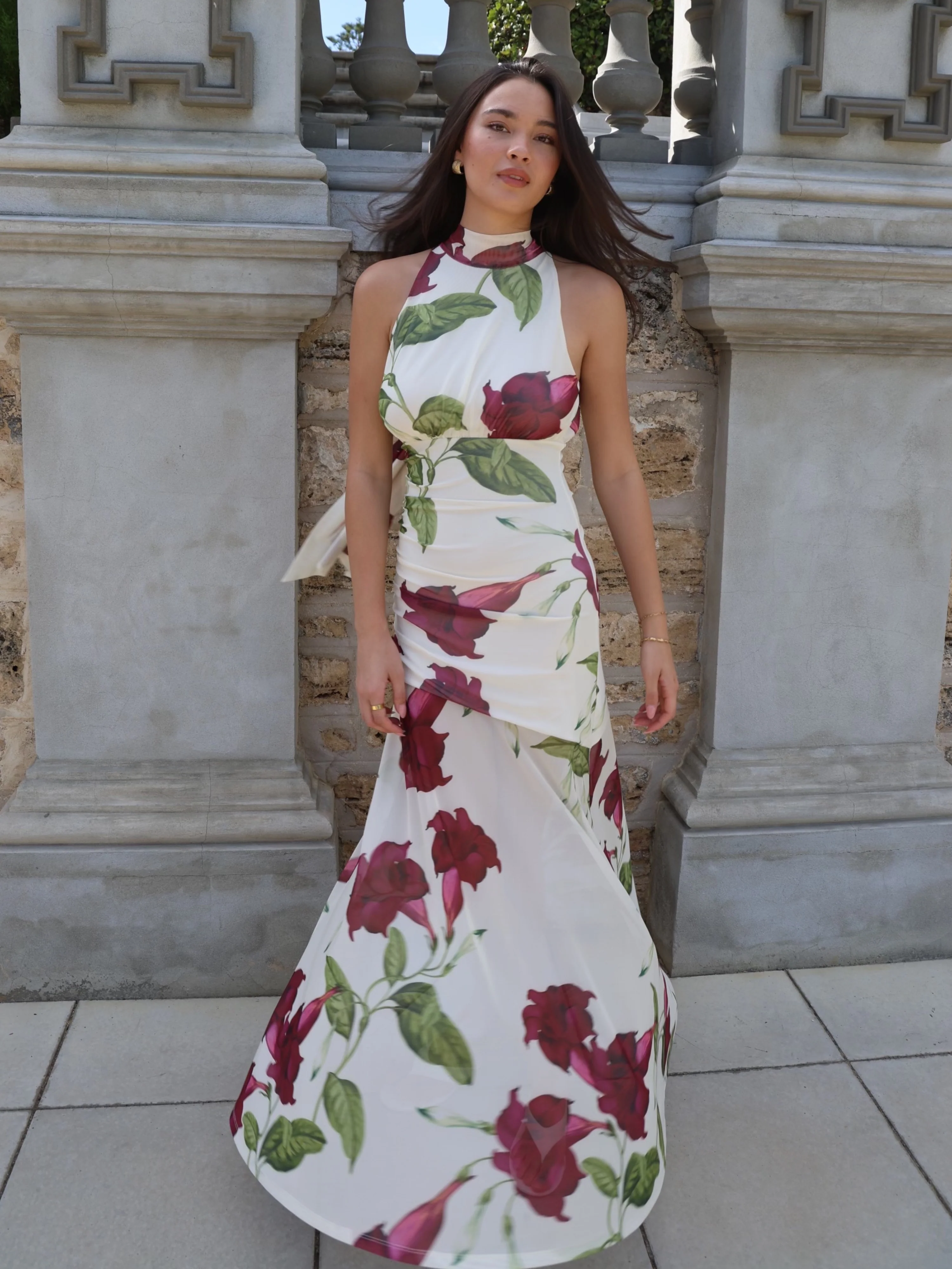 By Nicola Adele Maxi Dress in Bordeaux Floral - Image 5