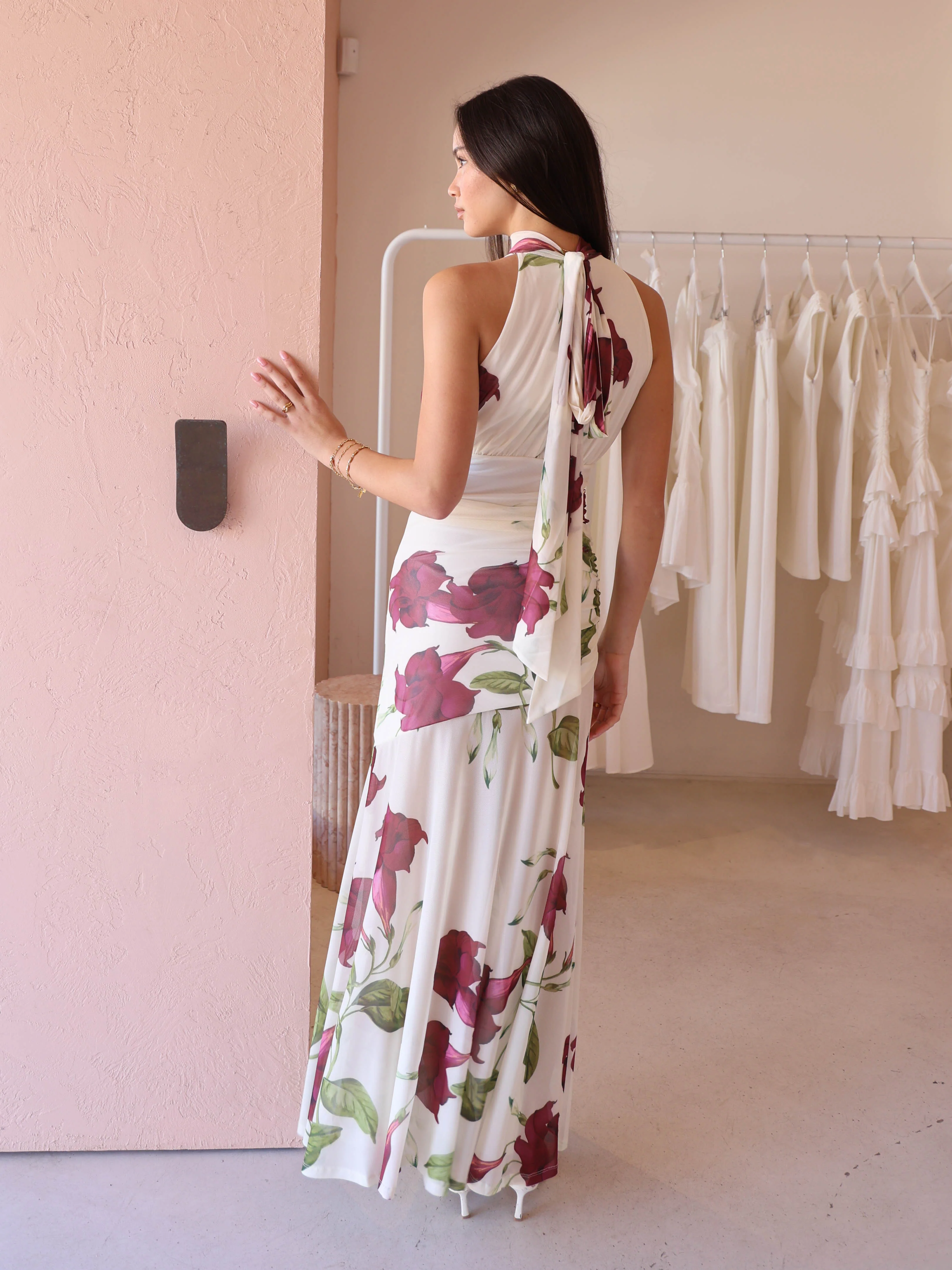 By Nicola Adele Maxi Dress in Bordeaux Floral - Image 9