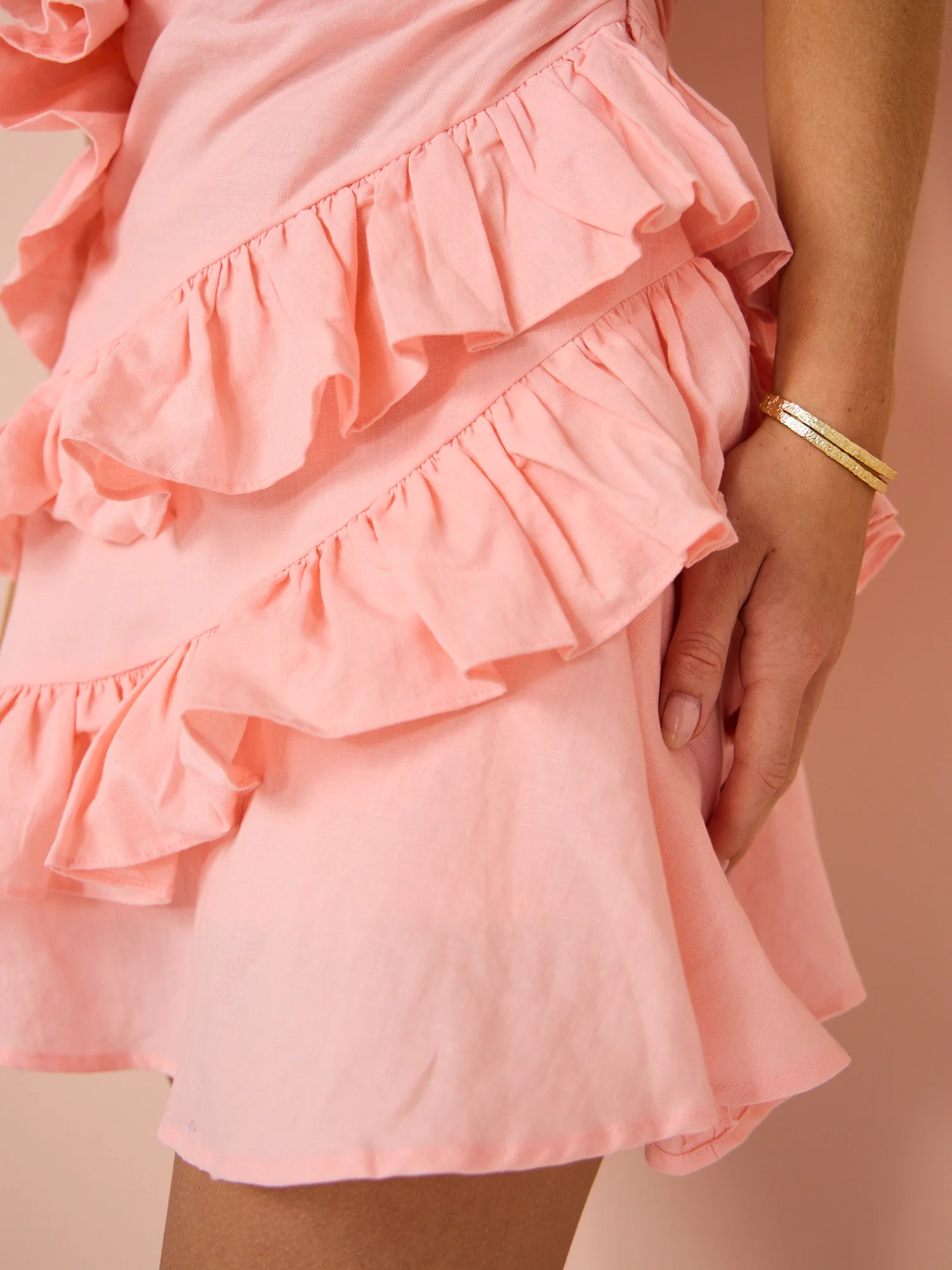 By Nicola Adrift Frill Mini Dress in Rockmelon - Image 9
