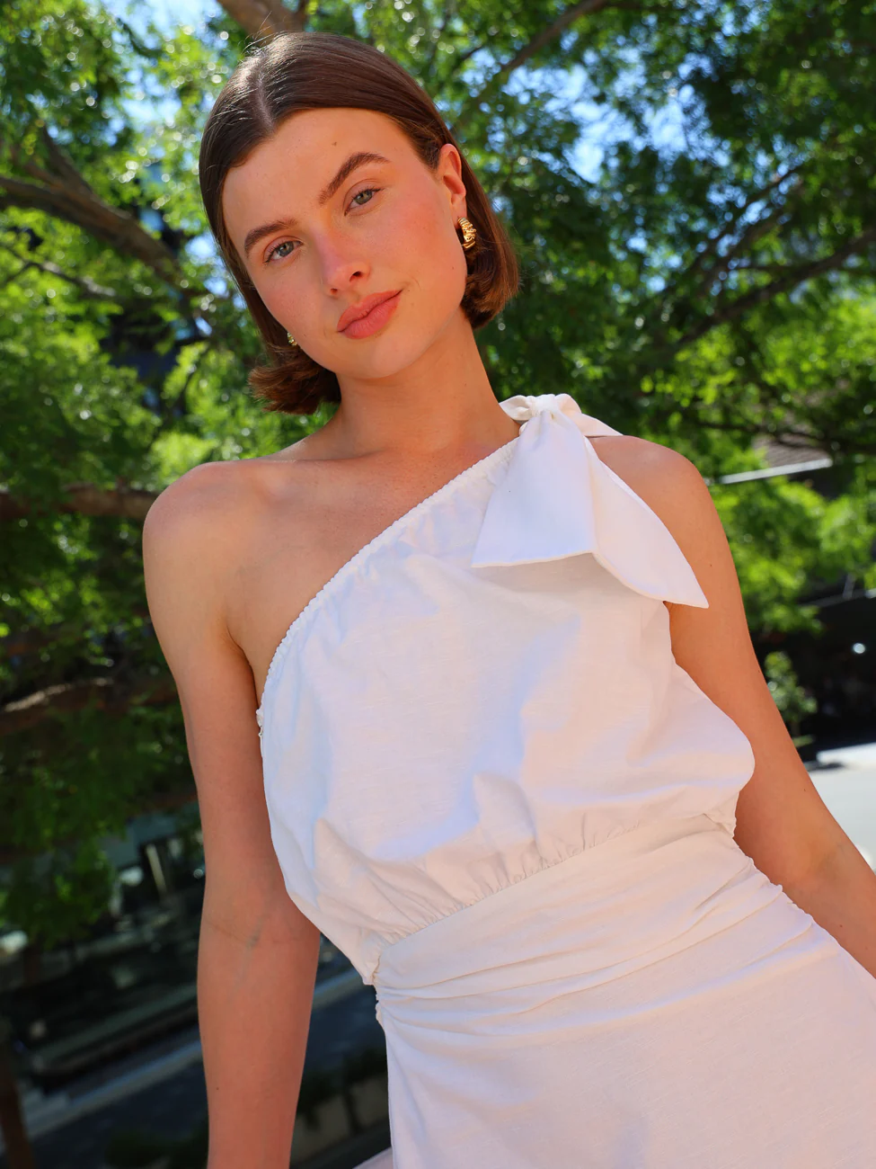 By Nicola Amelie One Shoulder Mini Dress in White - Image 9