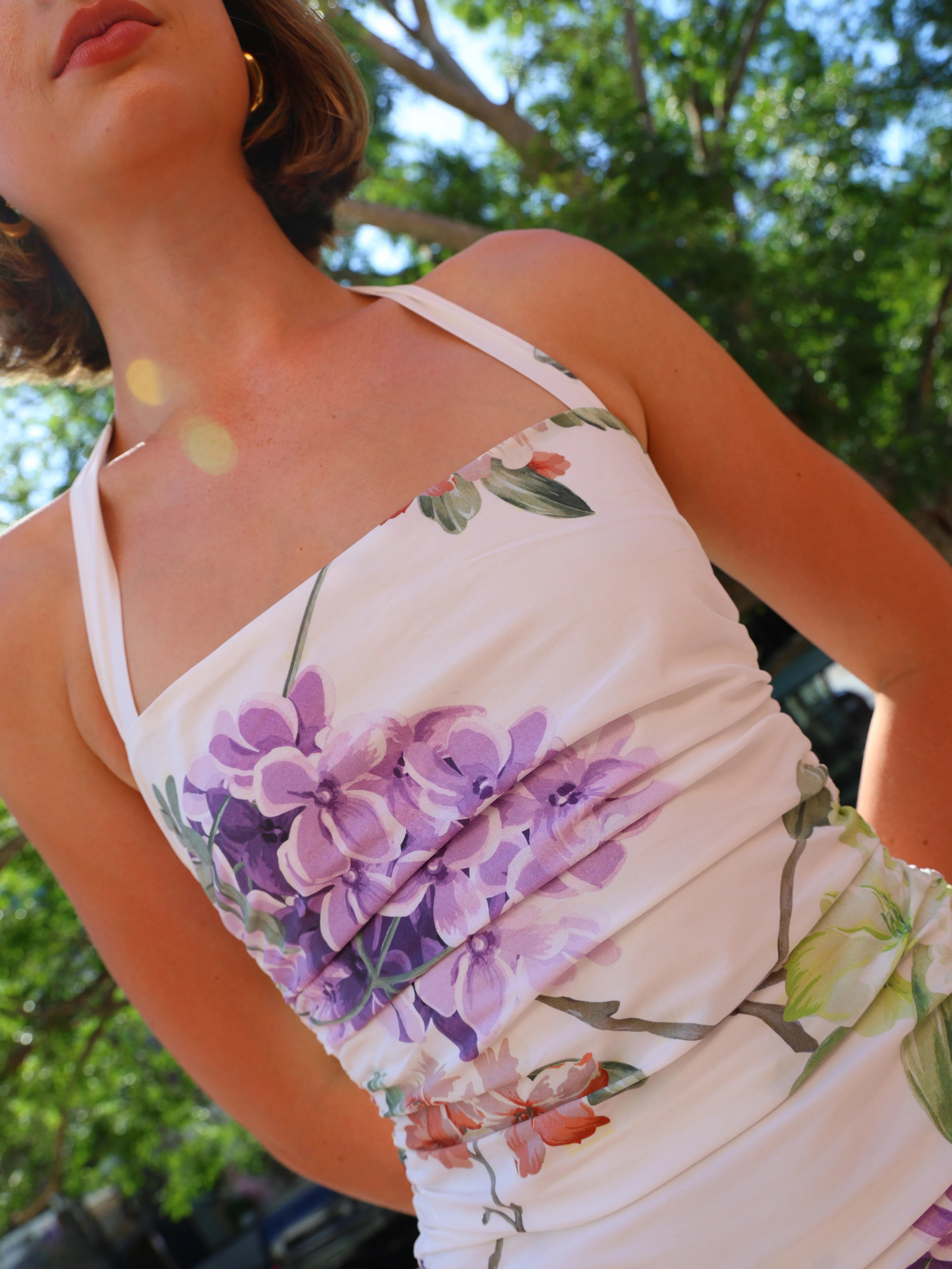 By Nicola Bay Halter Neck Gathered Dress in Garden Party - Image 7