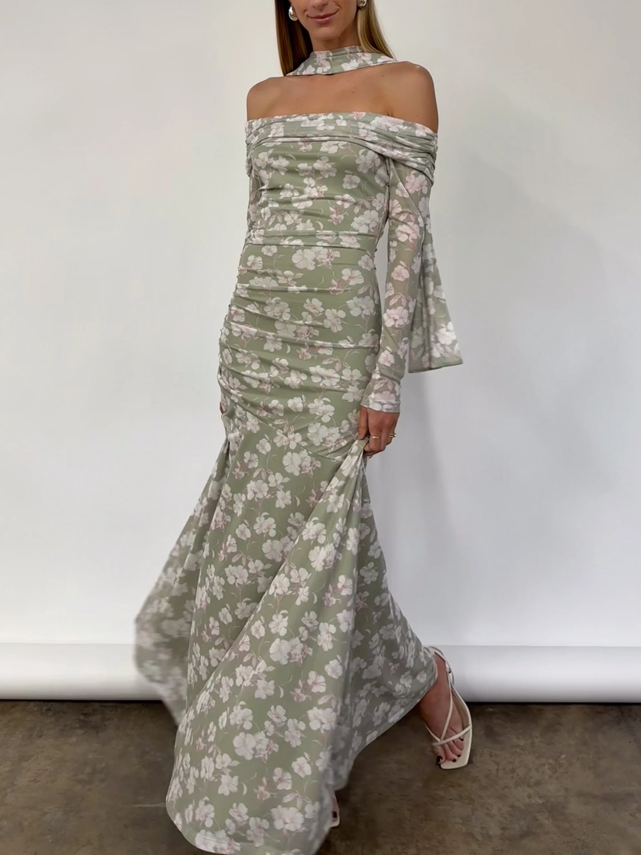 By Nicola Belle Maxi Dress in Peppermint Floral - Image 6