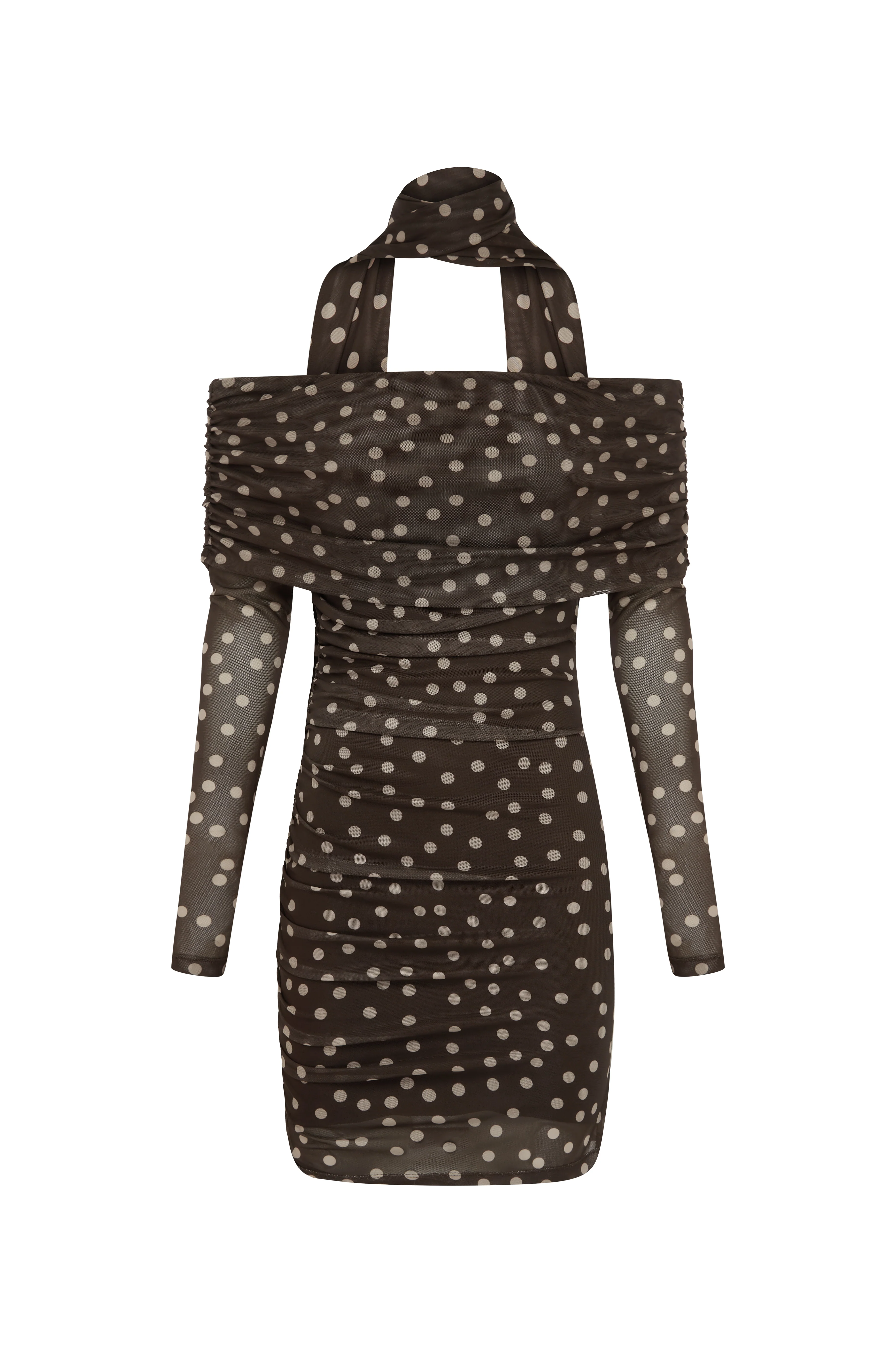 By Nicola Boston Mini Dress in Chocolate Polka - Image 2