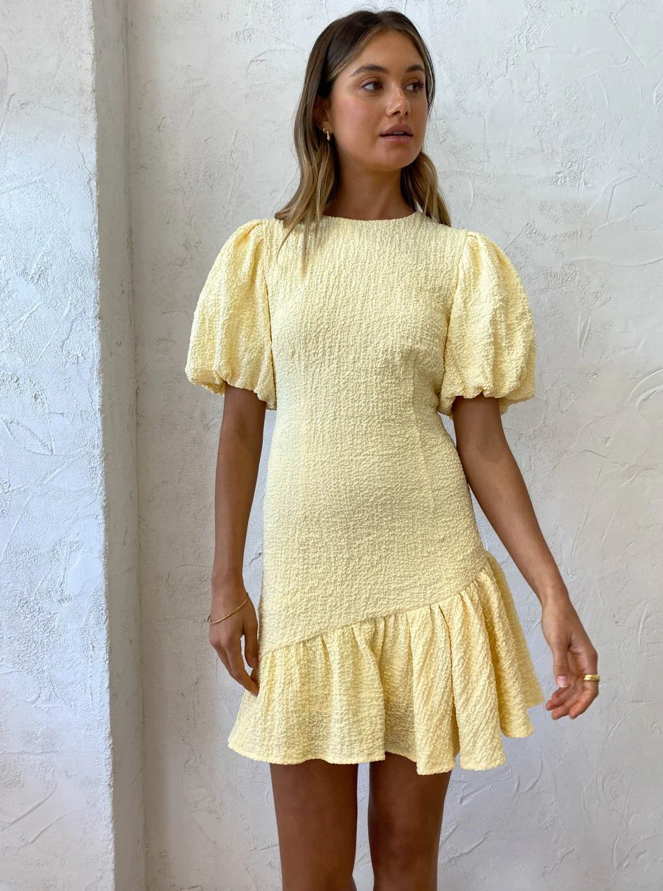 By Nicola Calypso Puff Sleeve Mini Dress in Margarita - Image 10