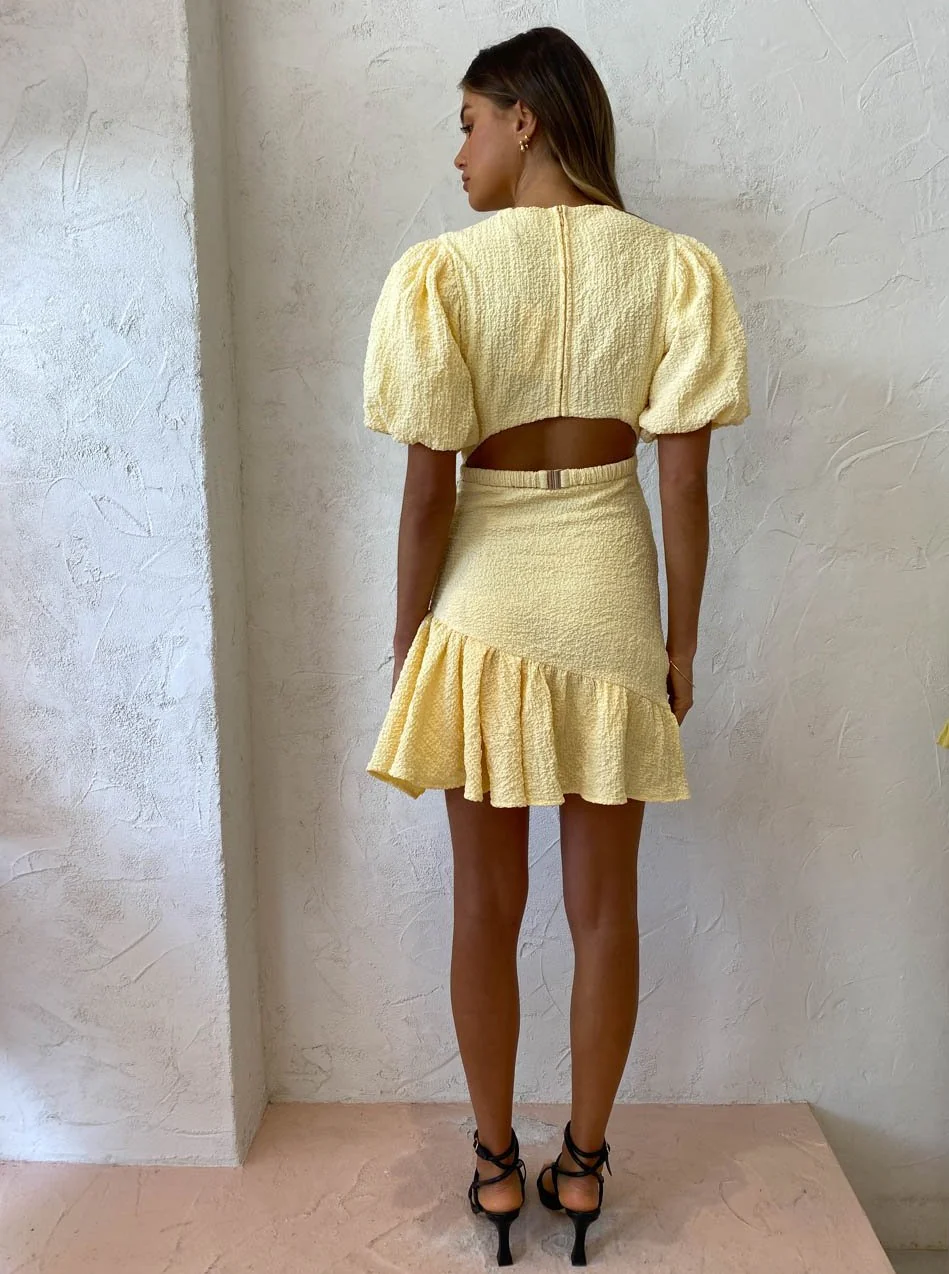 By Nicola Calypso Puff Sleeve Mini Dress in Margarita - Image 11