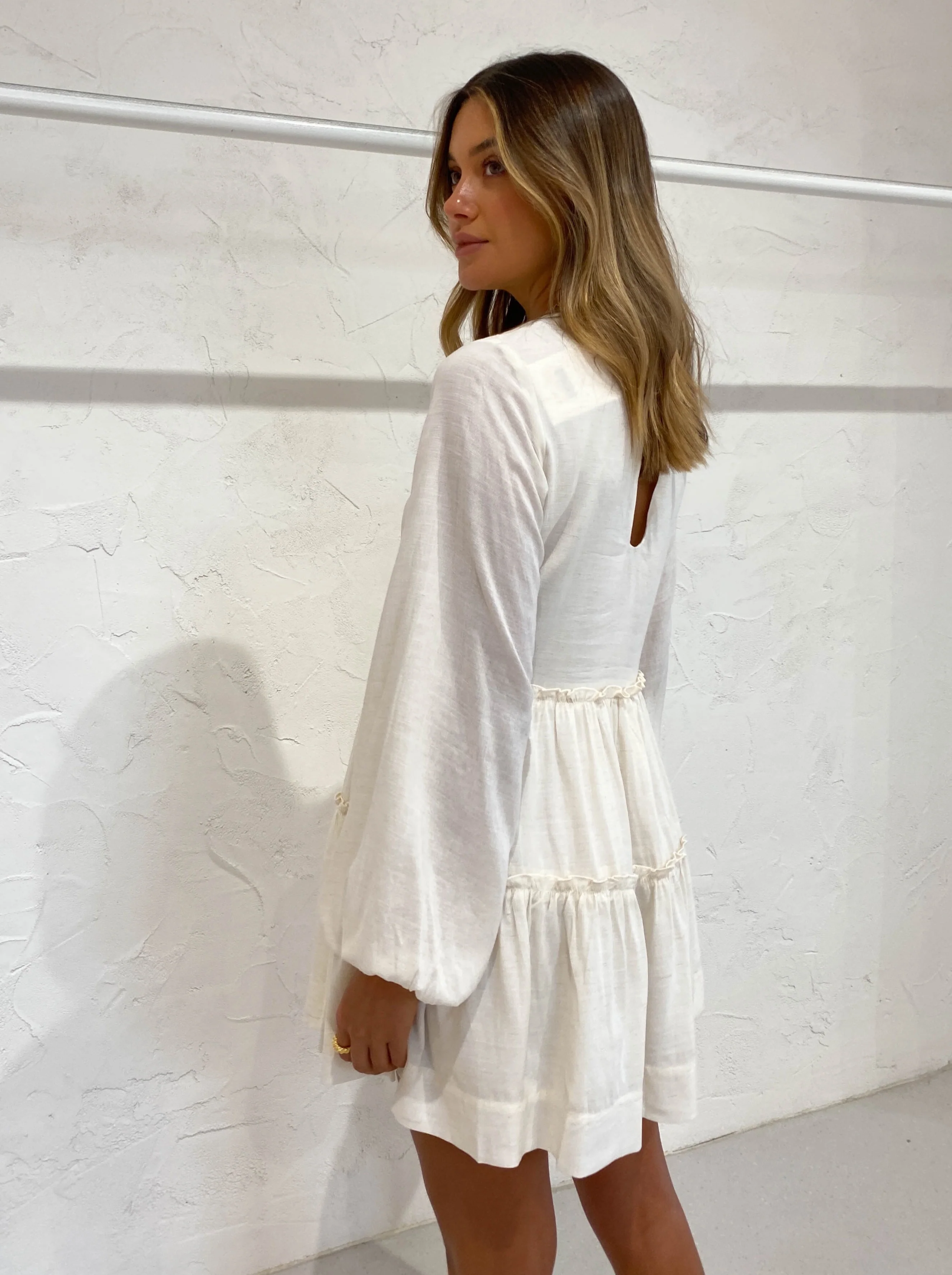 By Nicola Capri L/S Mini Dress in Natural Cream - Image 9