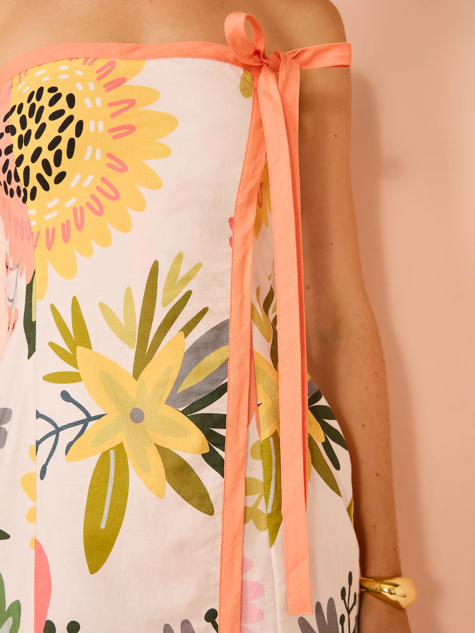 By Nicola Claudia Strapless Wrap Maxi Dress in Potpourri/Melon - Image 11