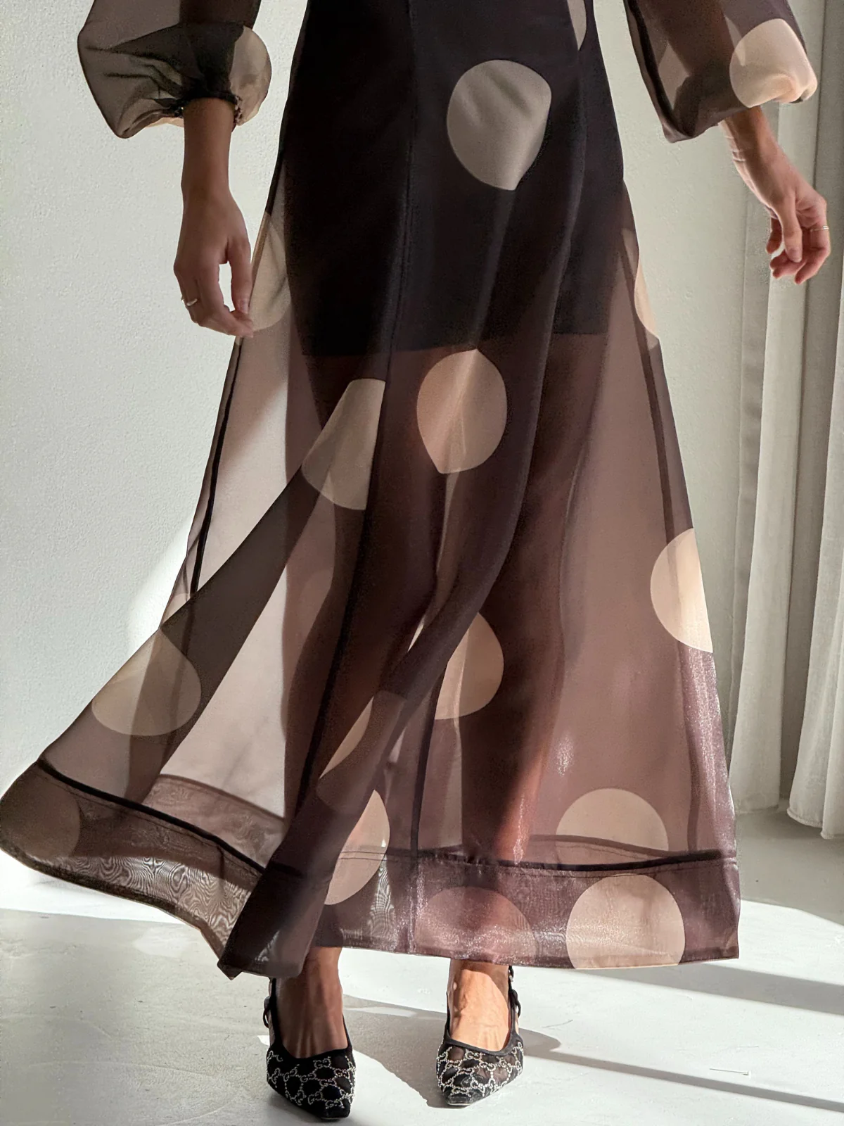 By Nicola Eden Maxi Dress in Chocolate Polka - Image 2