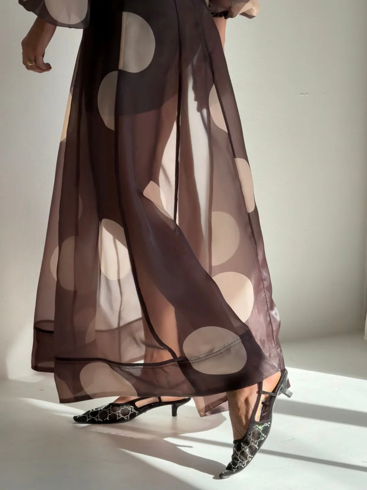 By Nicola Eden Maxi Dress in Chocolate Polka - Image 4