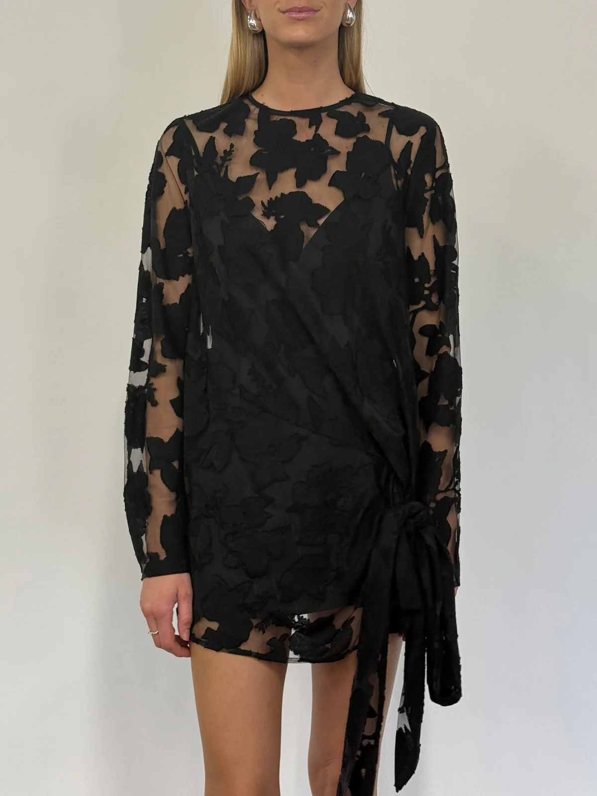 By Nicola Elodie Mini Dress in Black Lace - Image 7