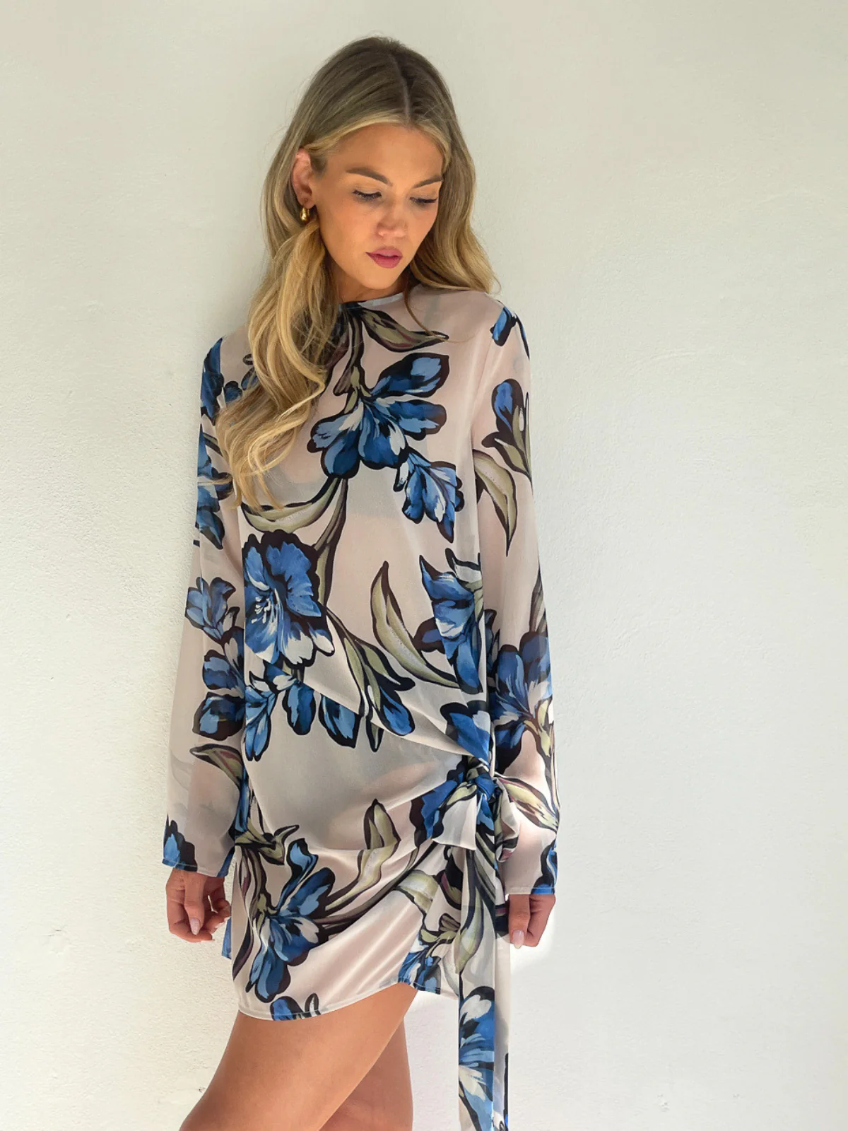 By Nicola Elodie Mini Dress in Waikiki Floral - Image 3