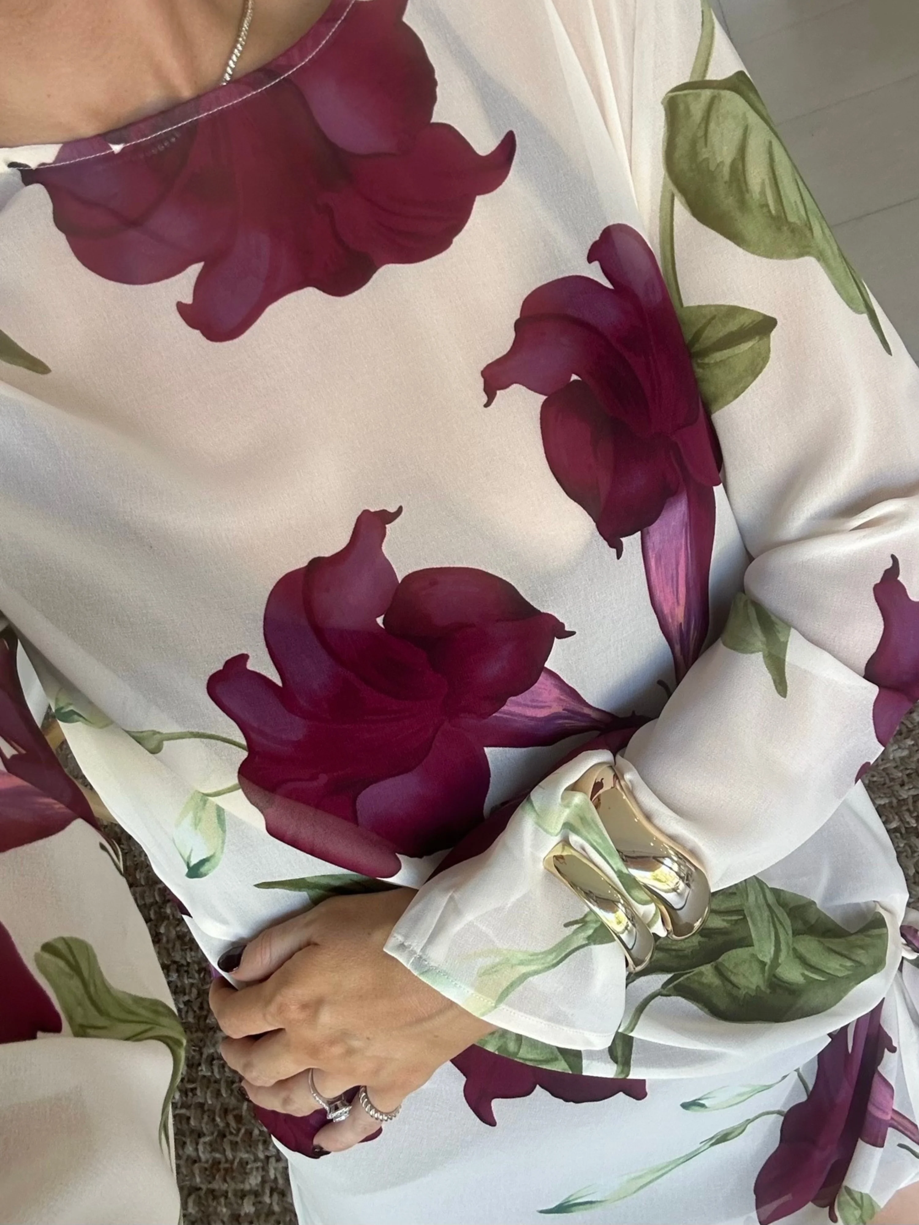 By Nicola Elodie Mini Dress in Bordeaux Floral - Image 6