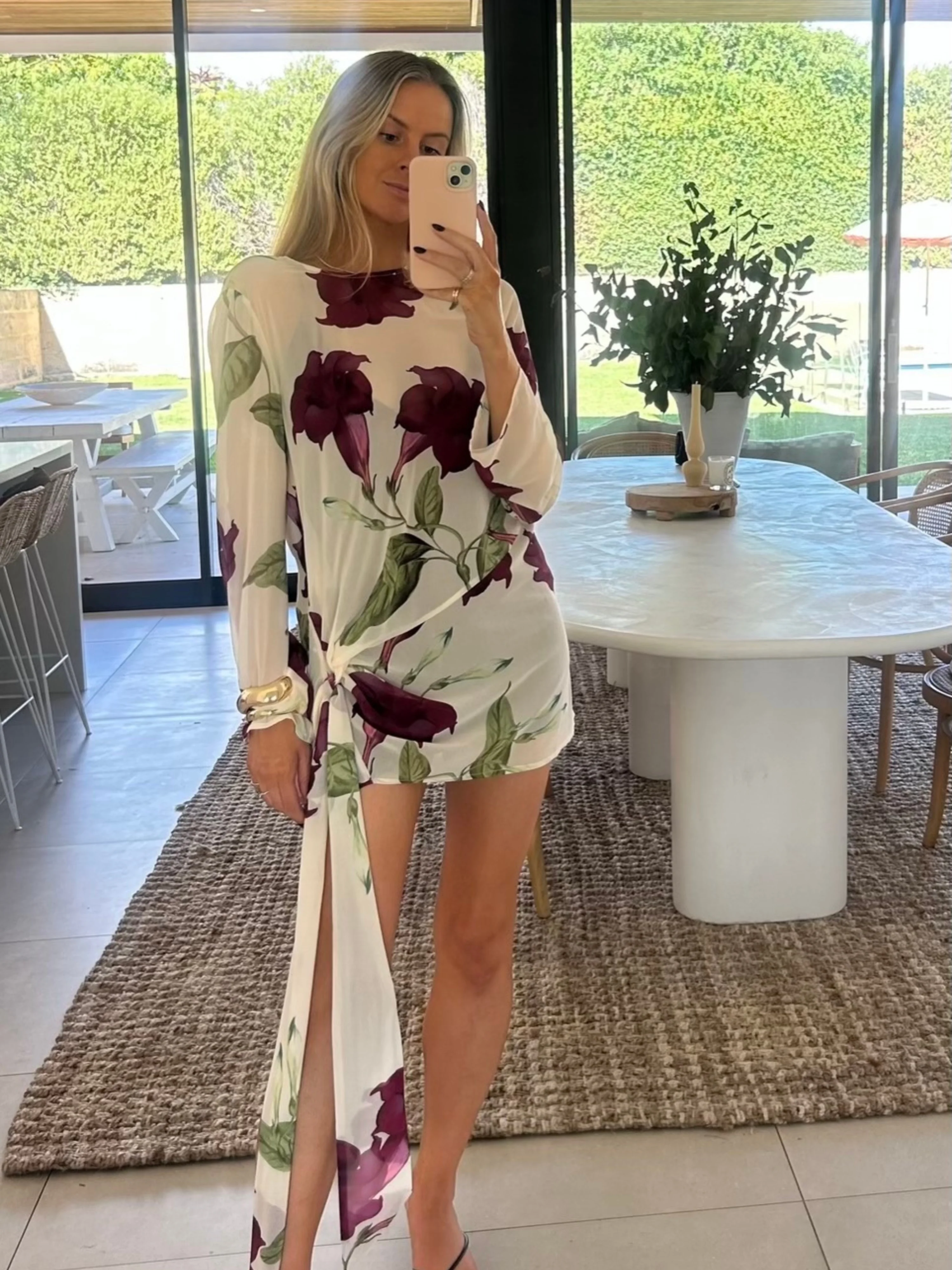 By Nicola Elodie Mini Dress in Bordeaux Floral - Image 7