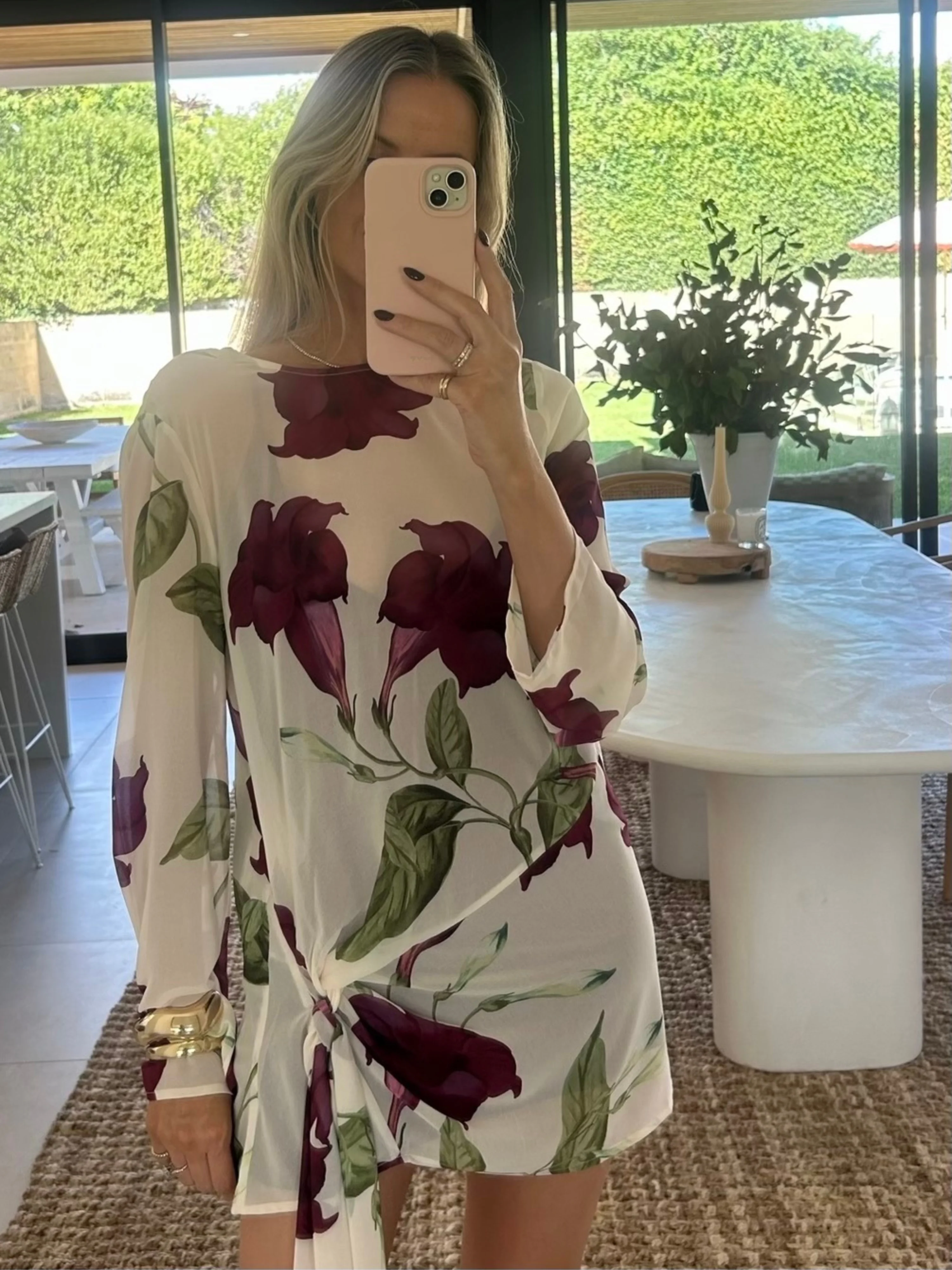By Nicola Elodie Mini Dress in Bordeaux Floral - Image 8
