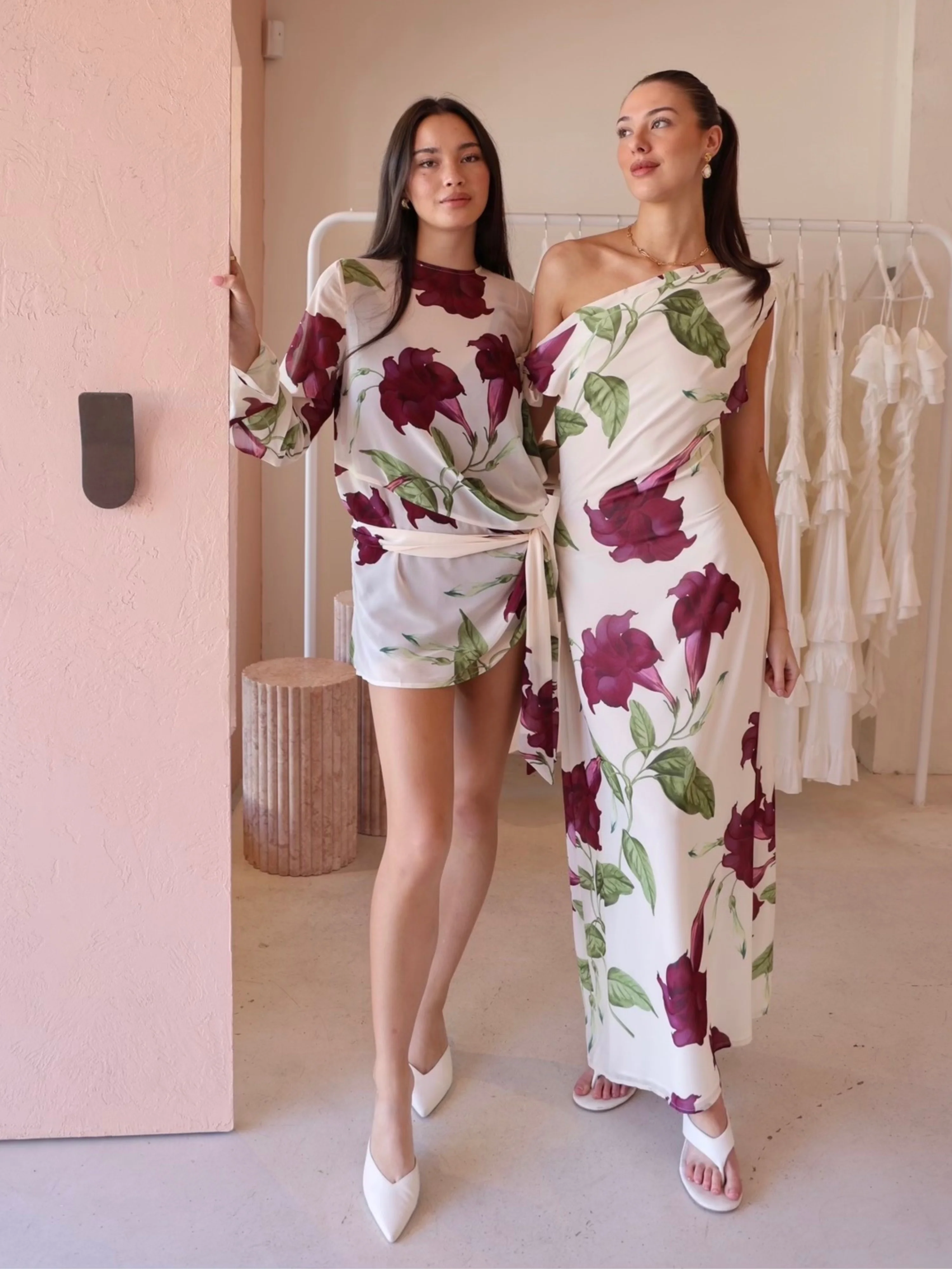 By Nicola Elodie Mini Dress in Bordeaux Floral - Image 9