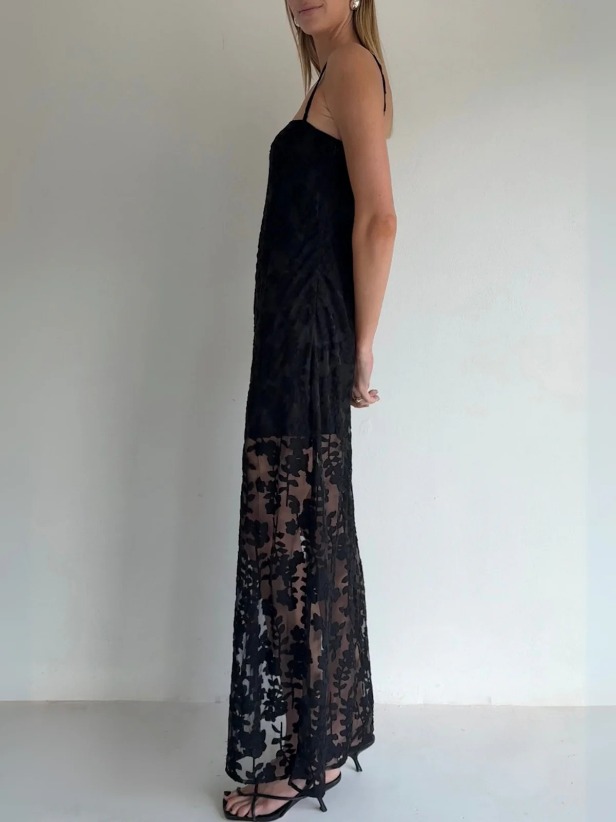 By Nicola Evie Maxi Dress in Petite Black Lace - Image 4