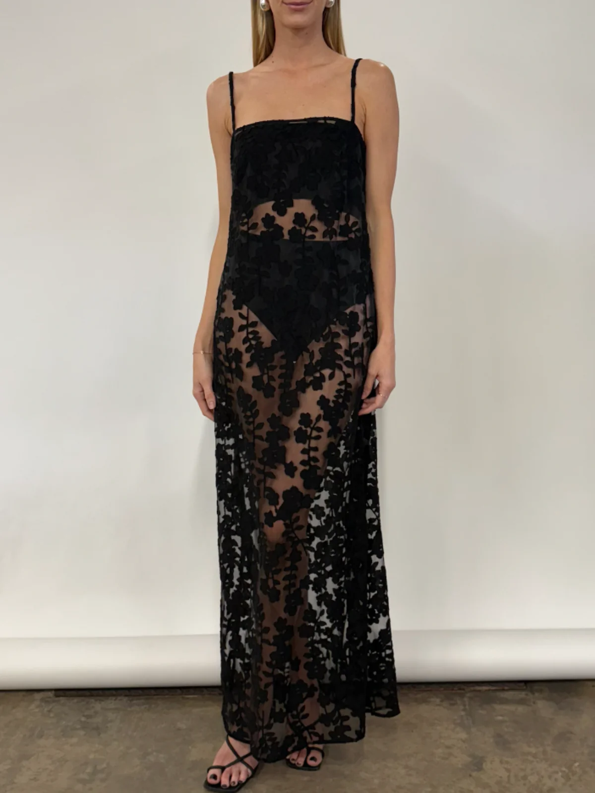 By Nicola Evie Maxi Dress in Petite Black Lace - Image 6