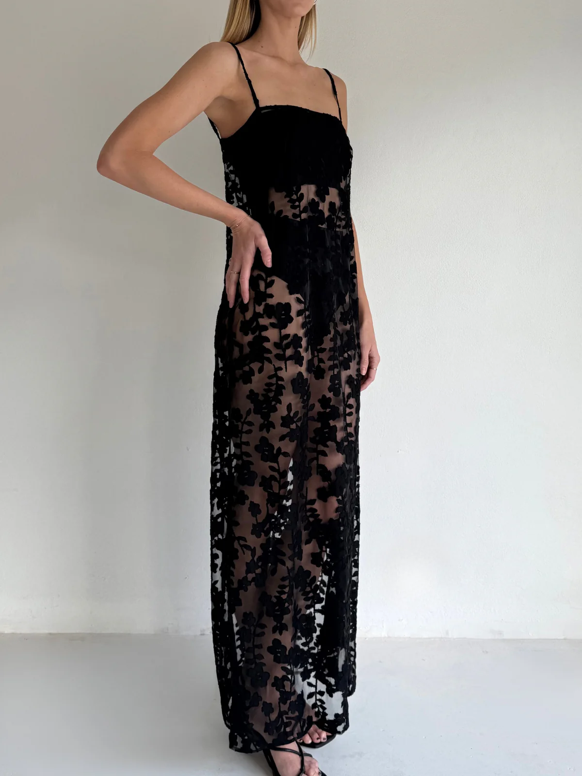 By Nicola Evie Maxi Dress in Petite Black Lace - Image 8