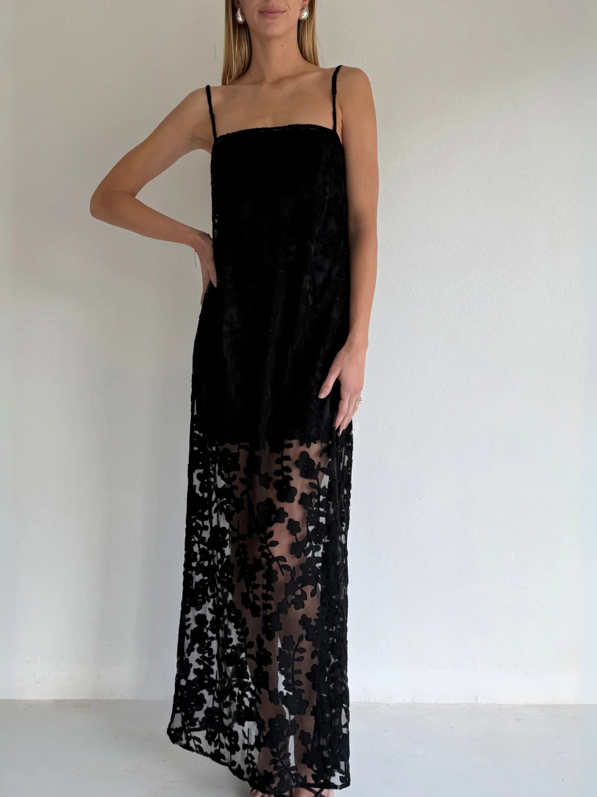 By Nicola Evie Maxi Dress in Petite Black Lace - Image 9