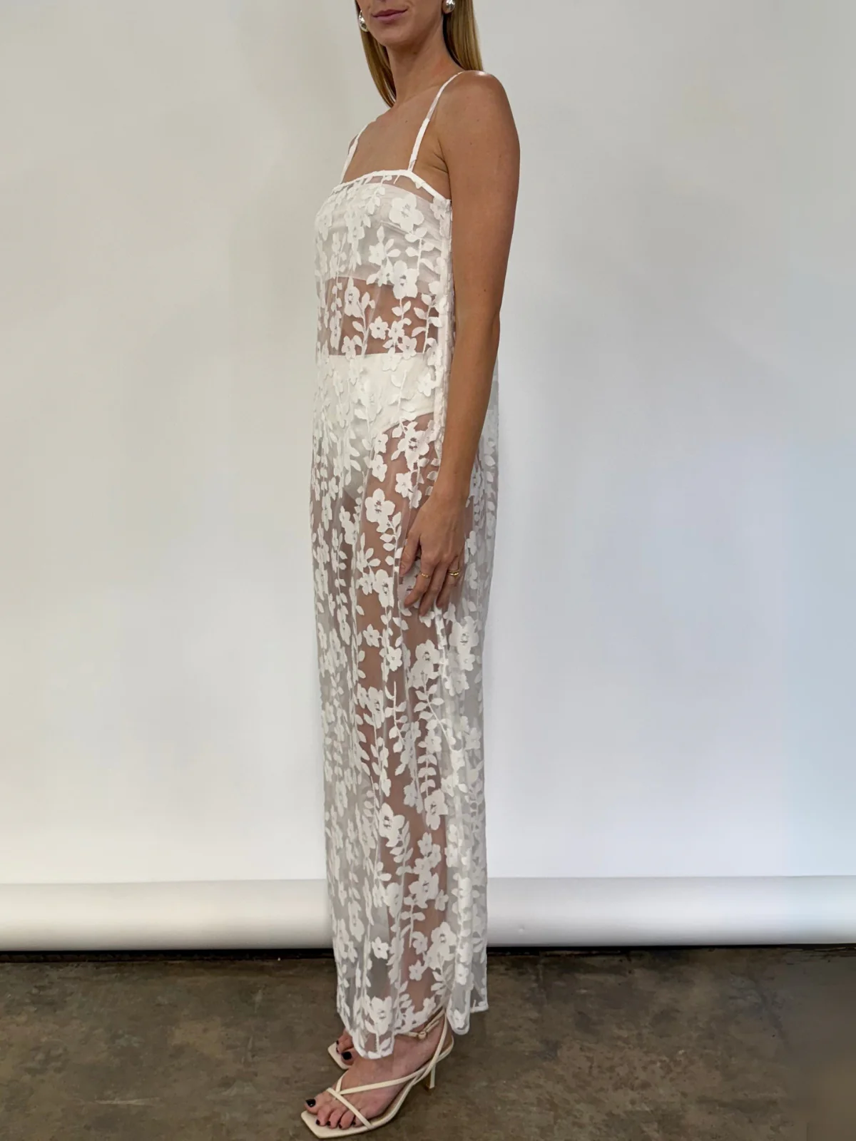 By Nicola Evie Maxi Dress in Petite White Lace - Image 6