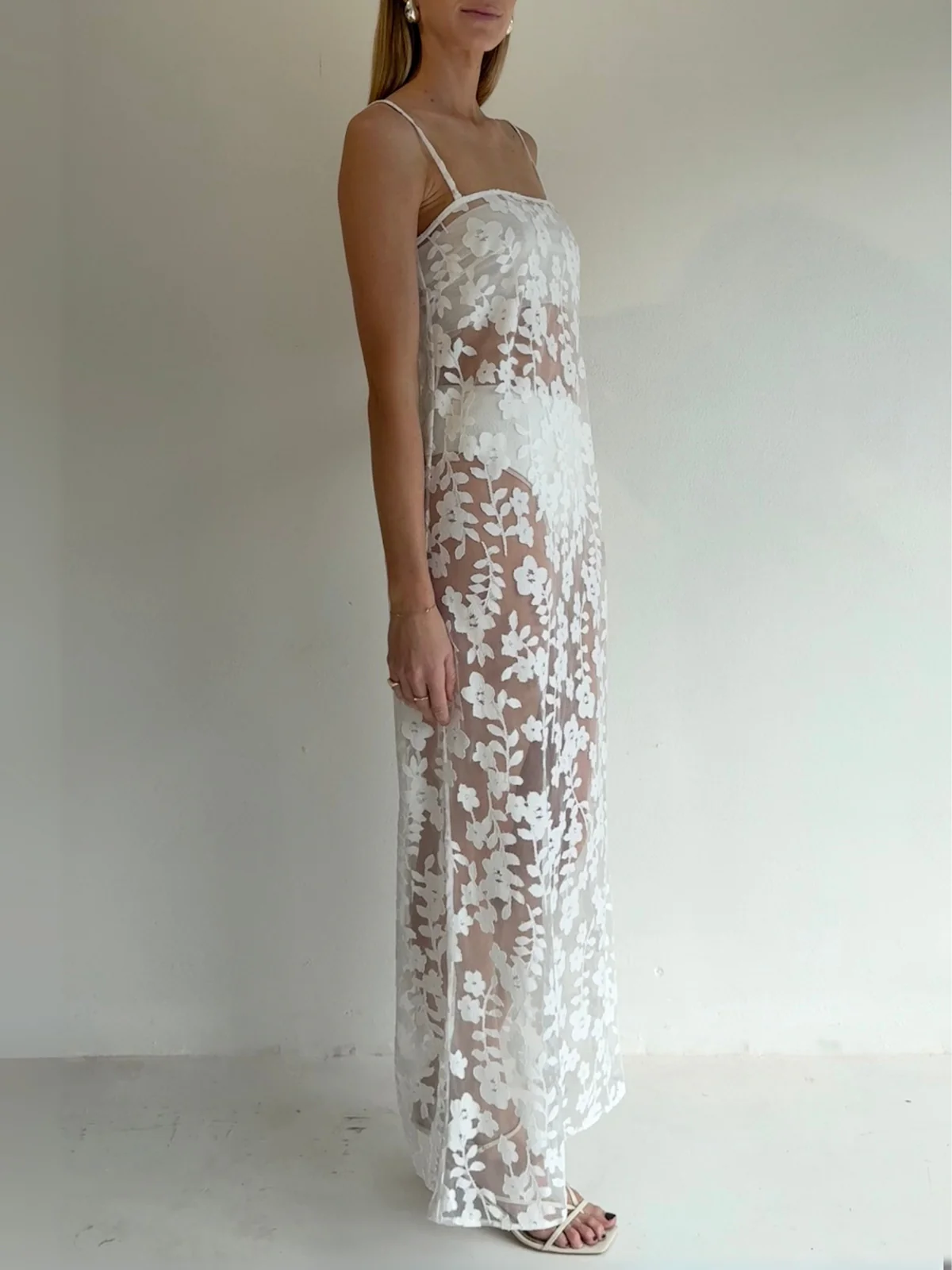 By Nicola Evie Maxi Dress in Petite White Lace - Image 7