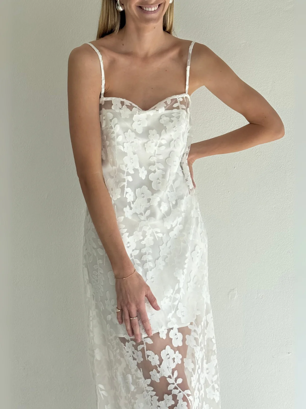 By Nicola Evie Maxi Dress in Petite White Lace - Image 8