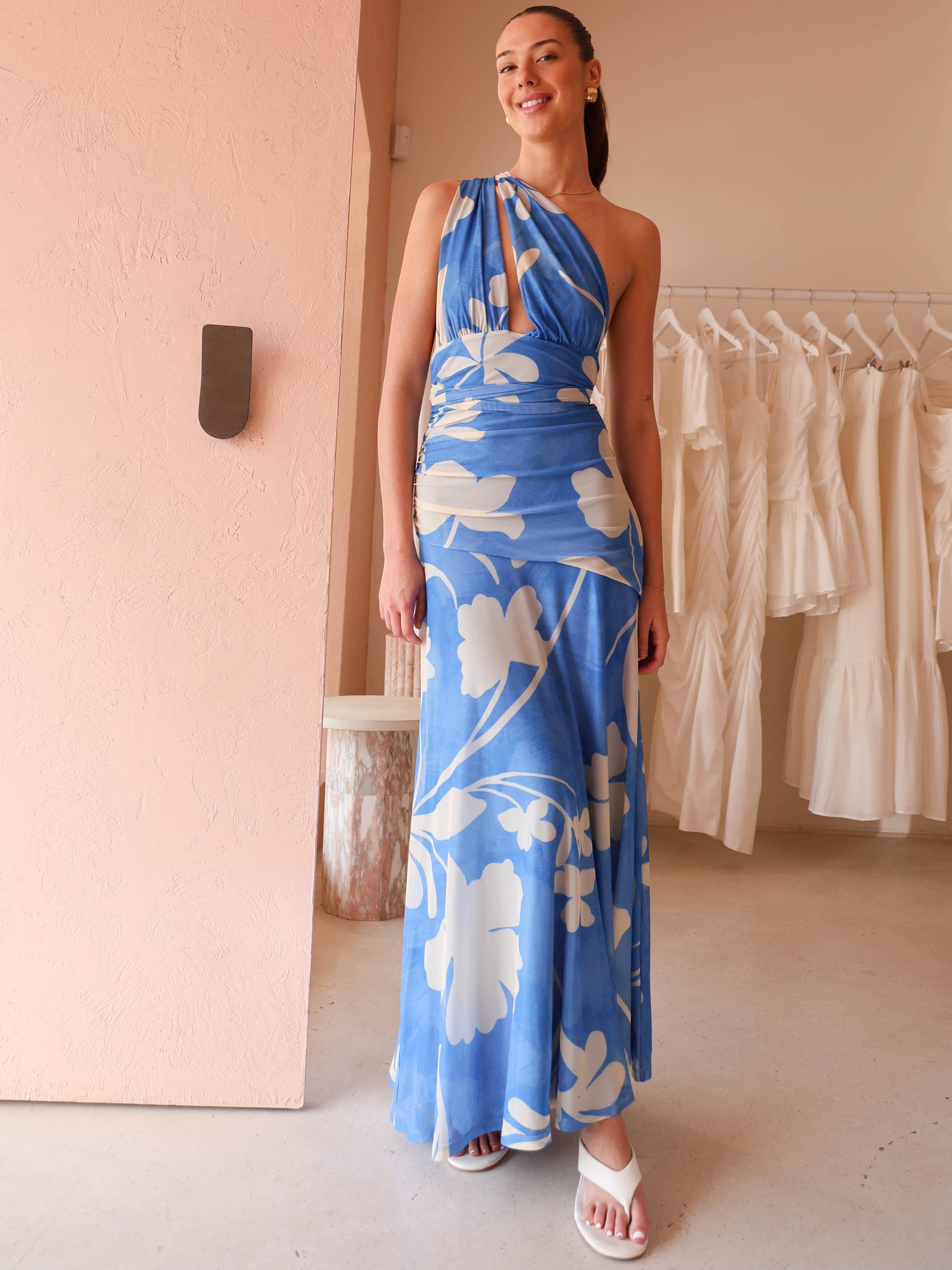 By Nicola Fiesta Halter Neck Maxi Dress in Capri - Image 10