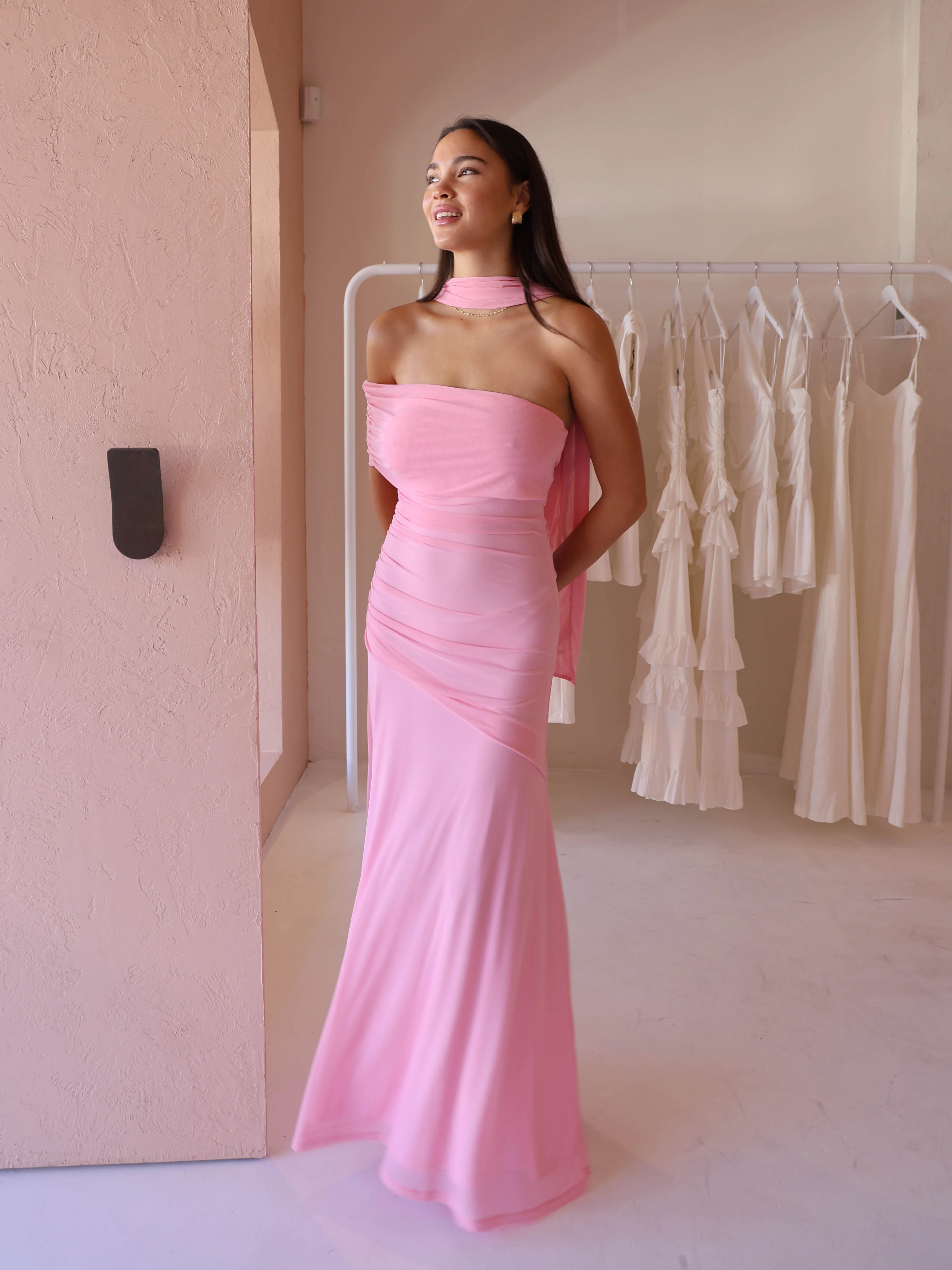 By Nicola Fiesta Off Shoulder Dress in Candy