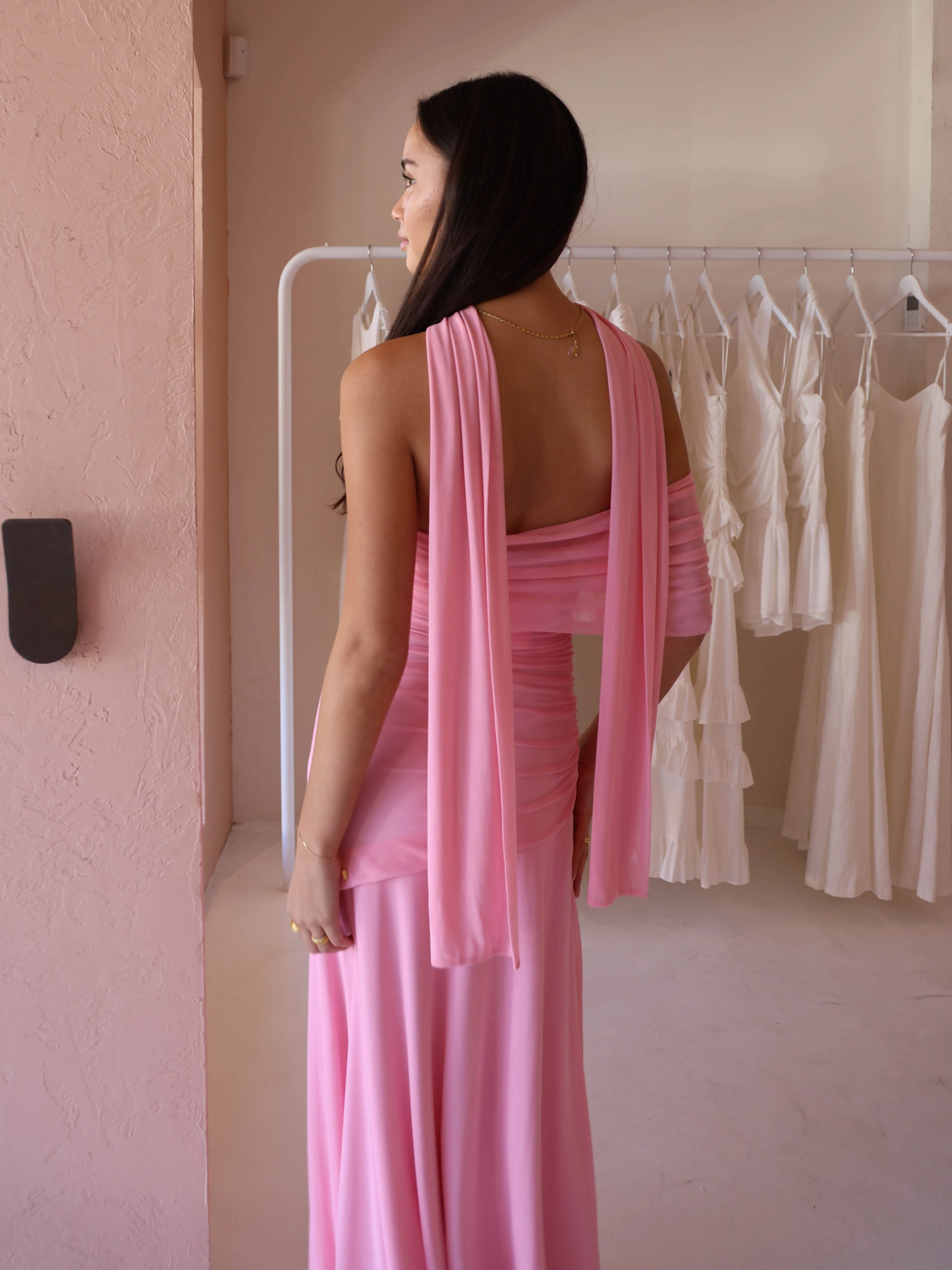 By Nicola Fiesta Off Shoulder Dress in Candy - Image 4