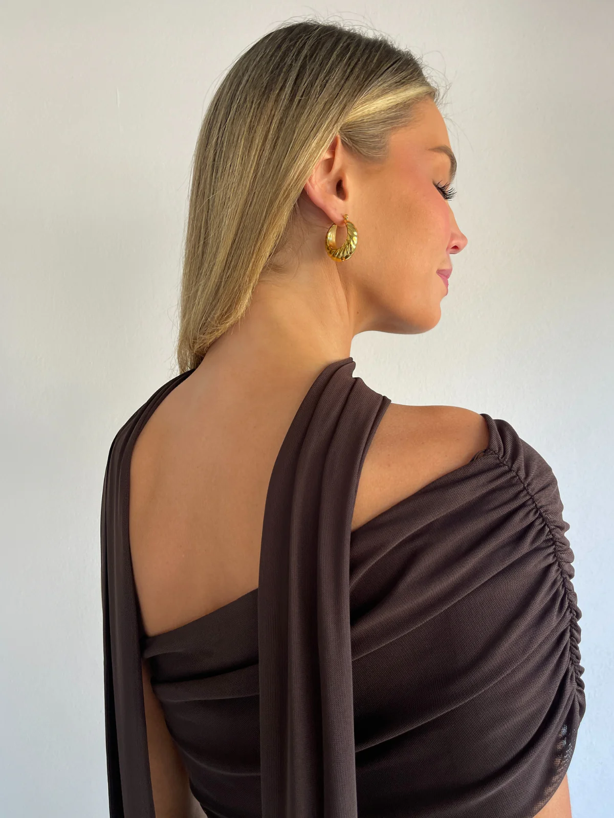 By Nicola Fiesta Off Shoulder Maxi Dress in Chocolate - Image 10