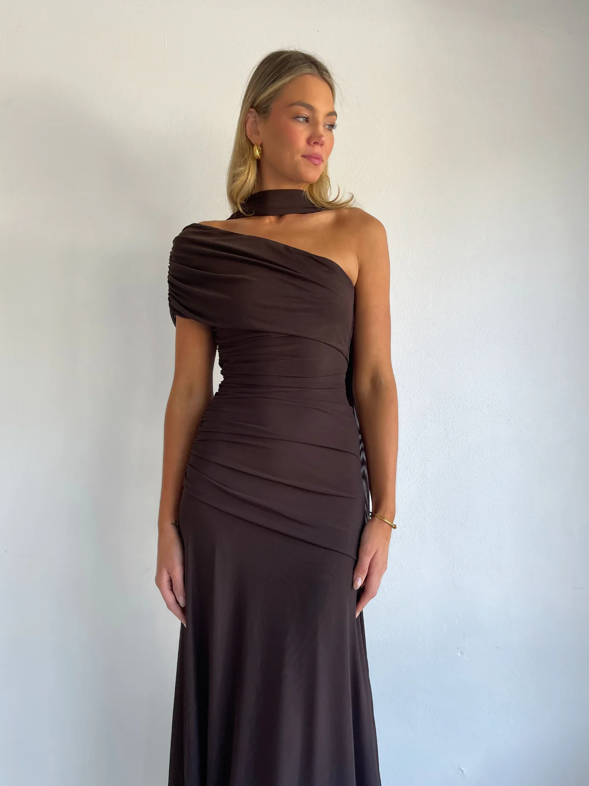 By Nicola Fiesta Off Shoulder Maxi Dress in Chocolate - Image 11
