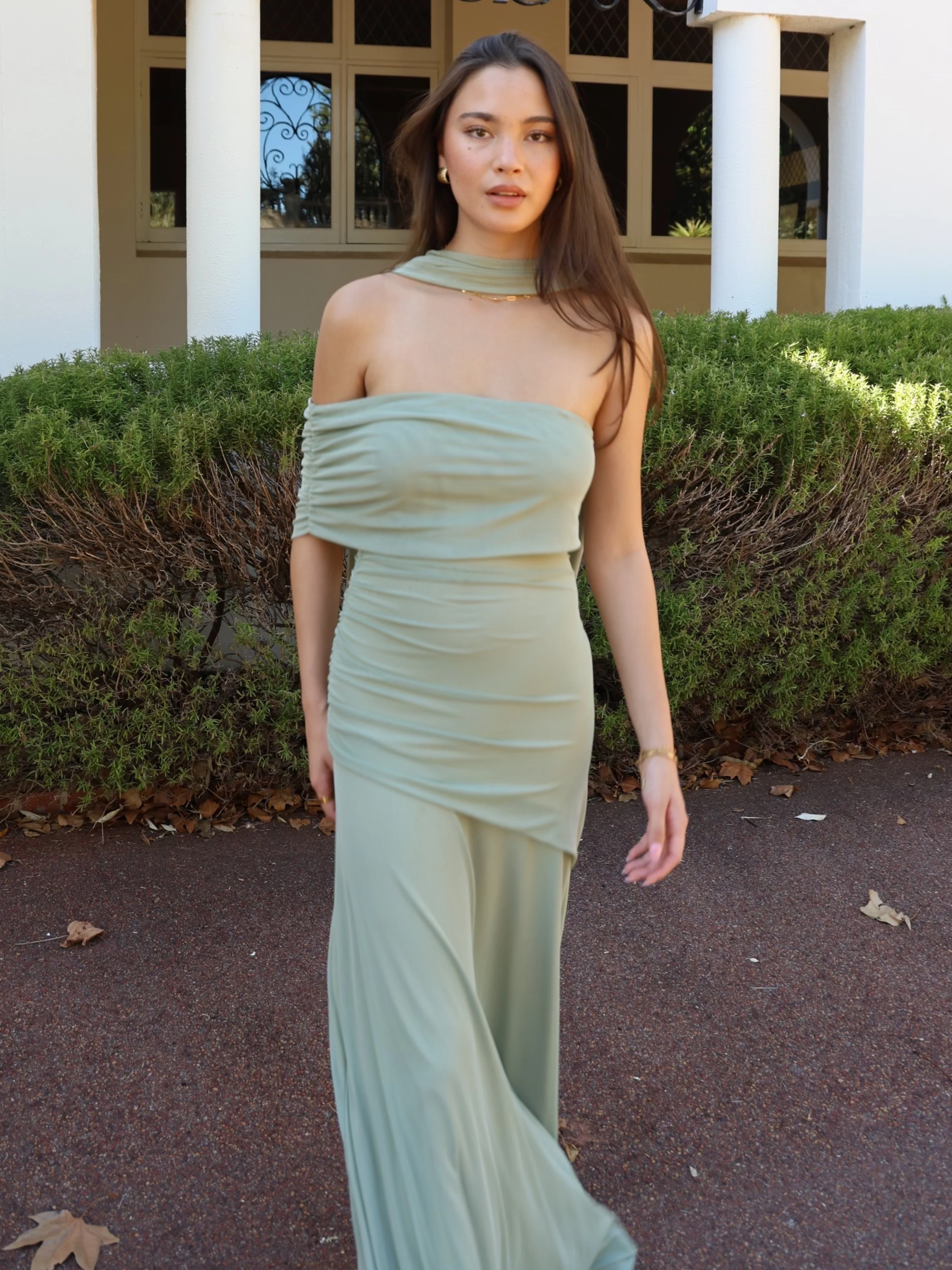 By Nicola Fiesta Off Shoulder Maxi Dress in Pistachio - Image 4