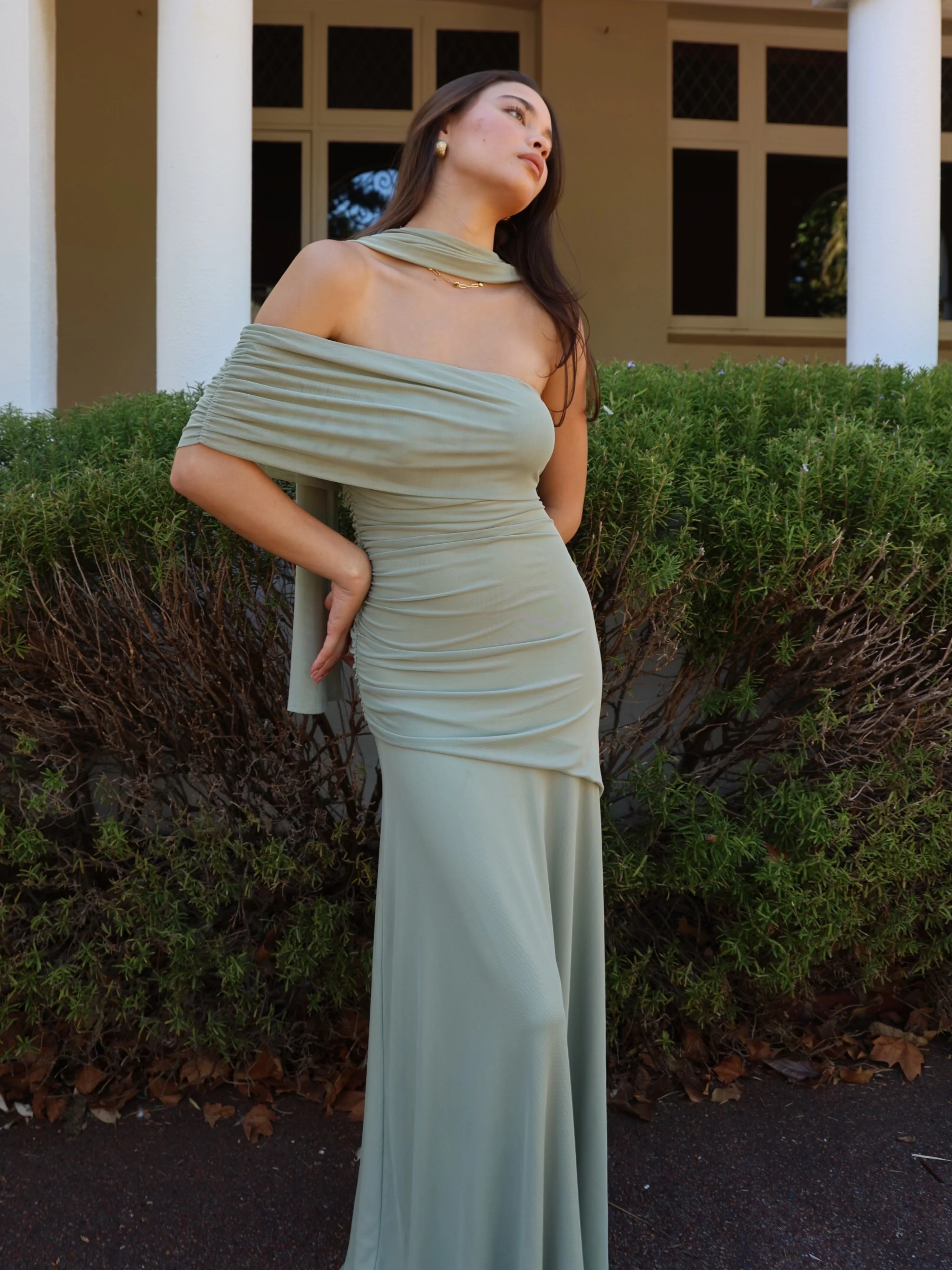 By Nicola Fiesta Off Shoulder Maxi Dress in Pistachio - Image 6