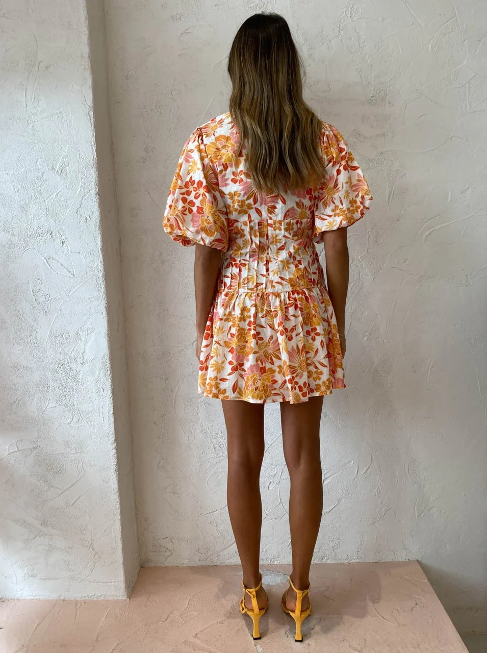 By Nicola Fiesta Stitch Waist Mini Dress in Holiday Floret - Image 12
