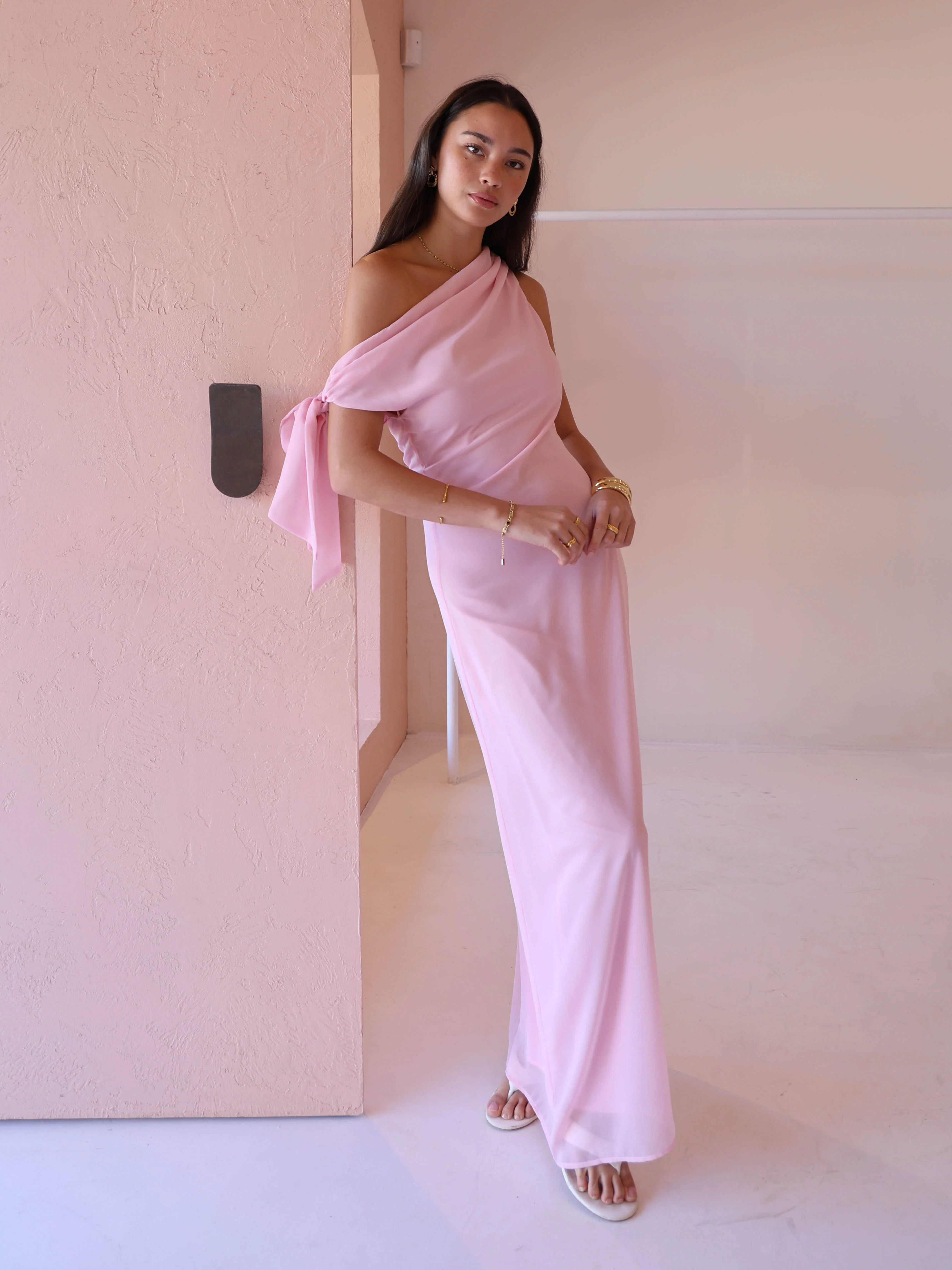 By Nicola Hayley Tie Dress in Powder Pink