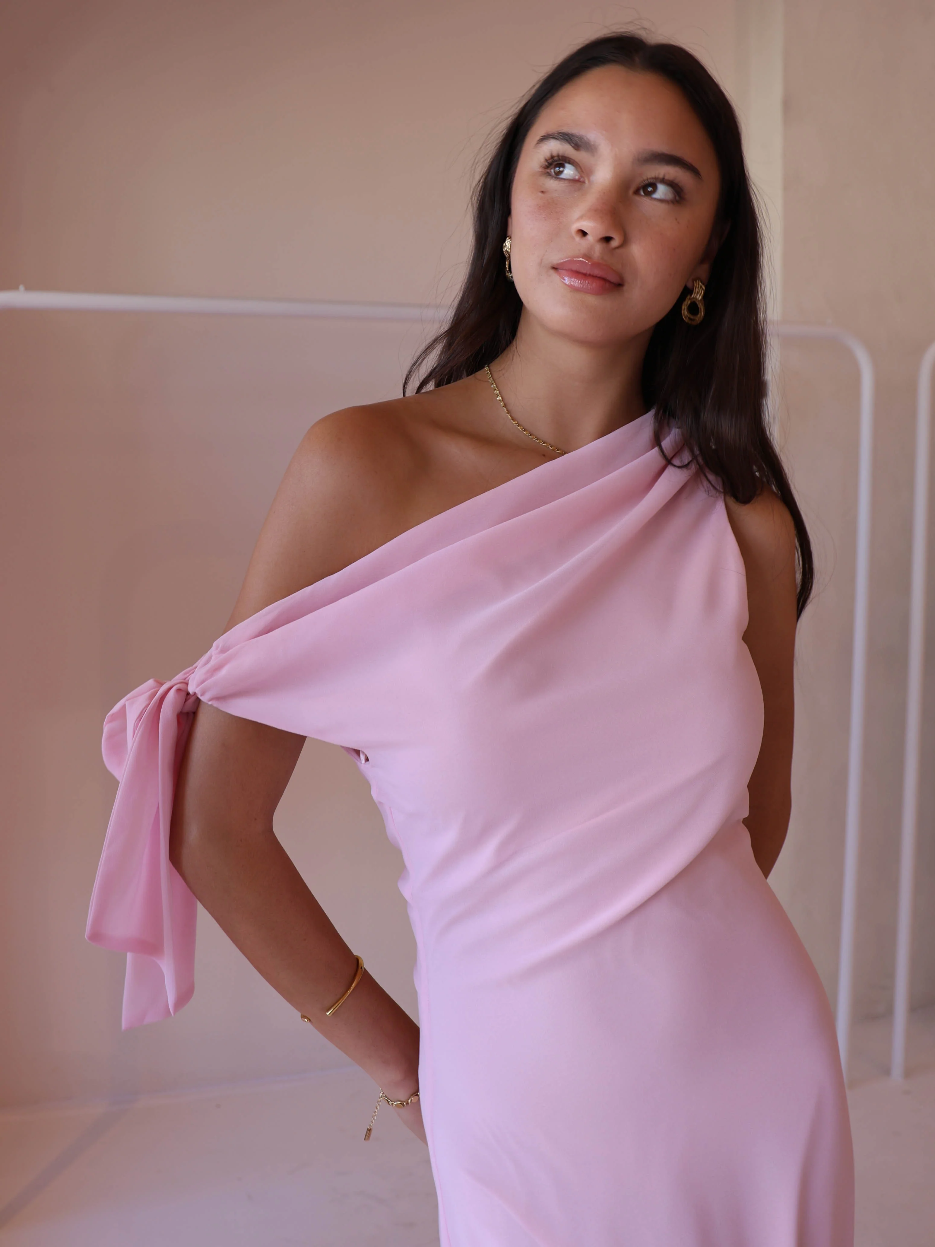 By Nicola Hayley Tie Dress in Powder Pink - Image 3
