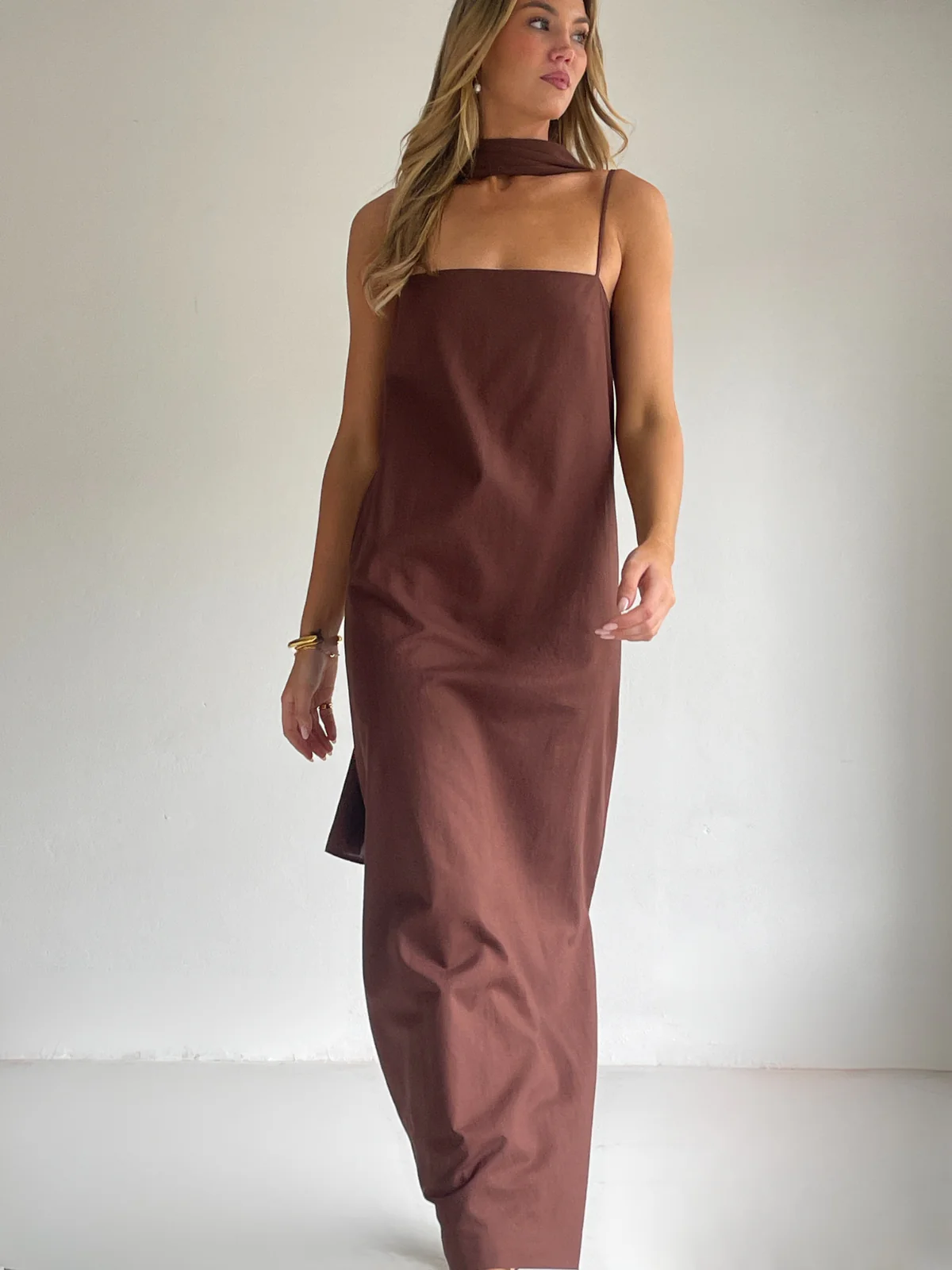 By Nicola Ivy Maxi Dress in Chocolate - Image 4