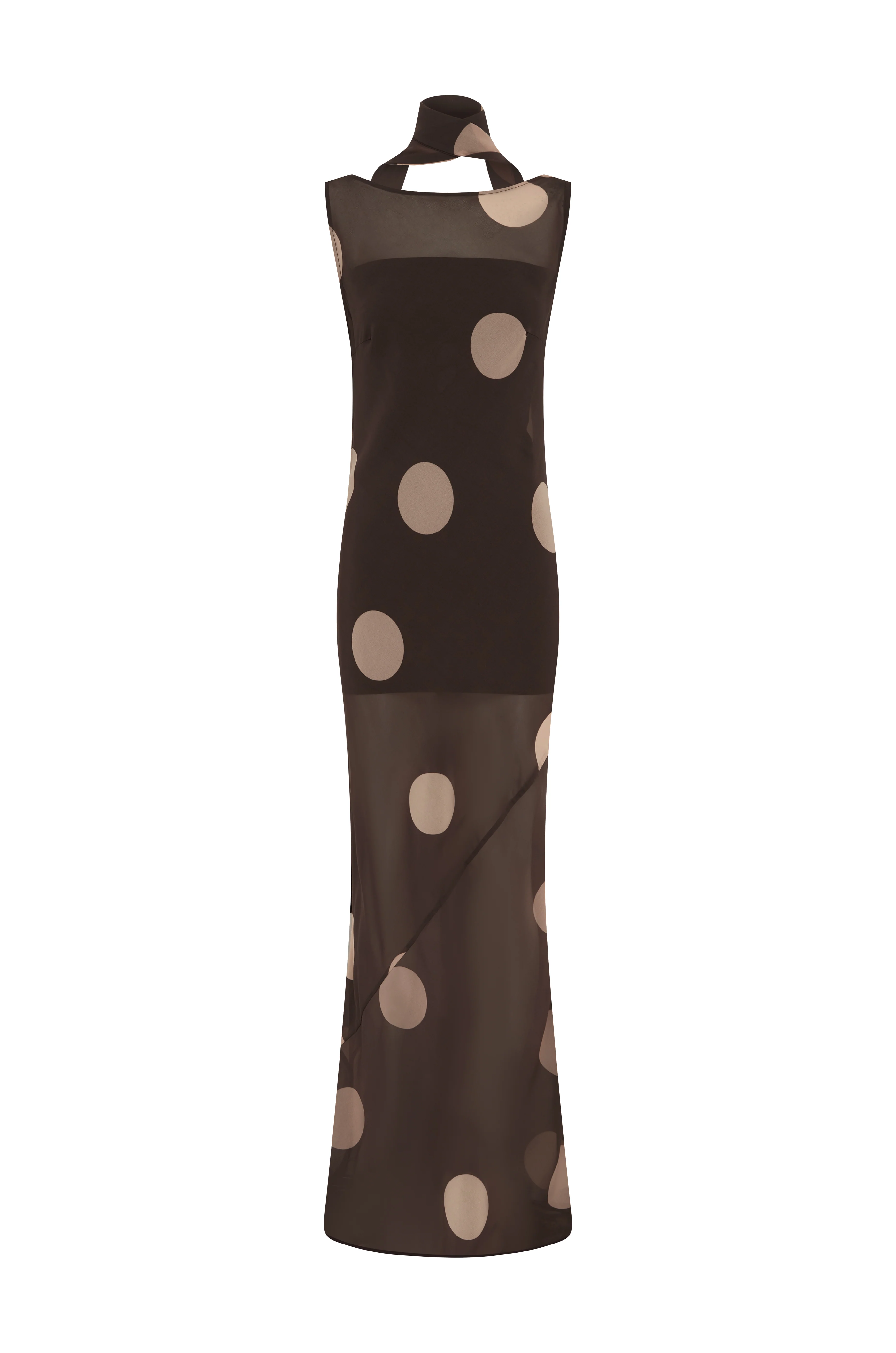 By Nicola Juno Maxi Dress in Chocolate Polka - Image 10