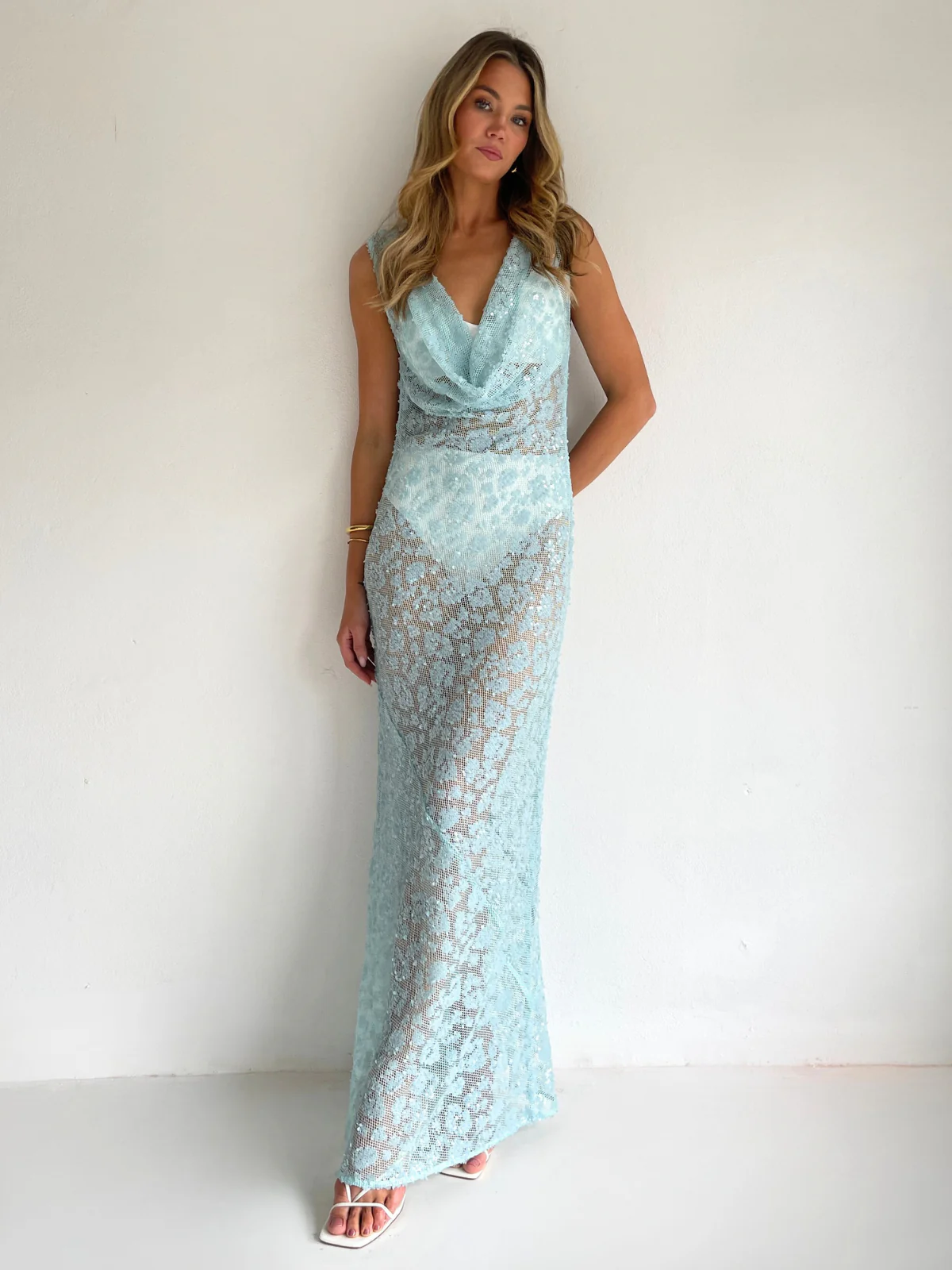 By Nicola Juno Maxi Dress in Powder Blue