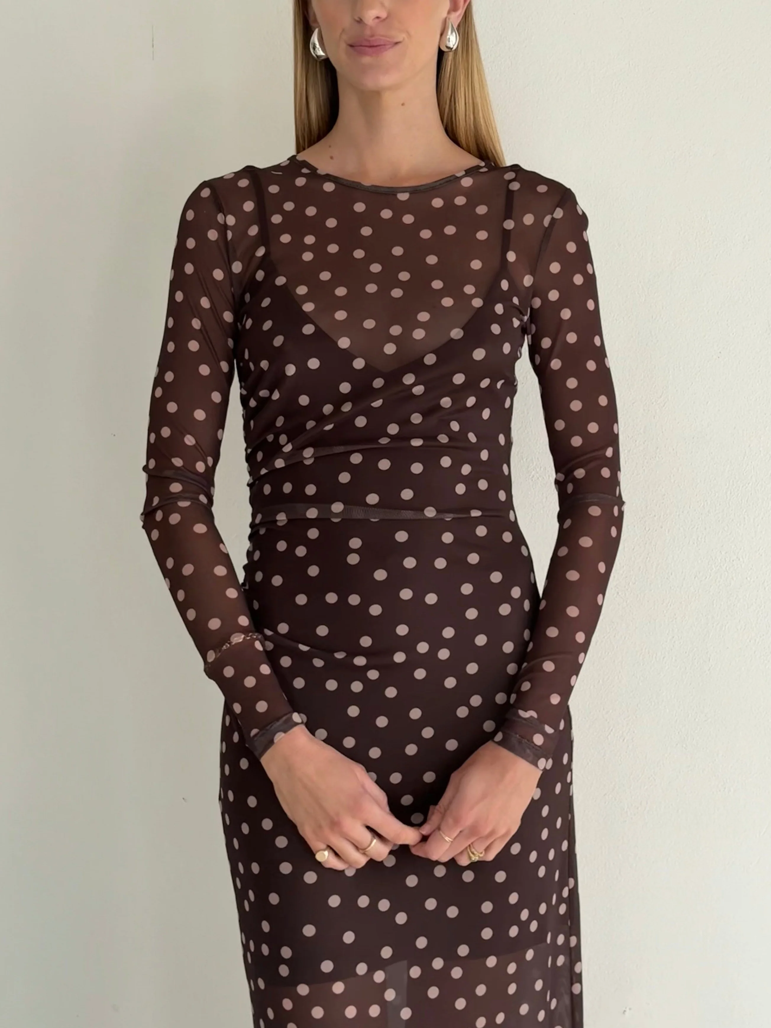 By Nicola Luca Maxi Dress in Chocolate Polka - Image 3